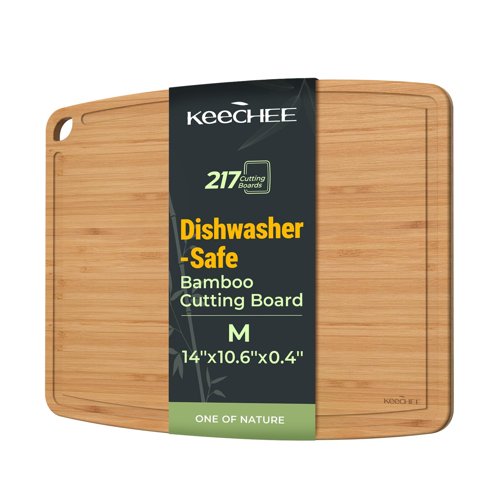 Keechee Dishwasher Safe Bamboo Cutting Board, Lightweight & Durable Wood Cutting Board, Reversible with Juice Groove, Easy to St