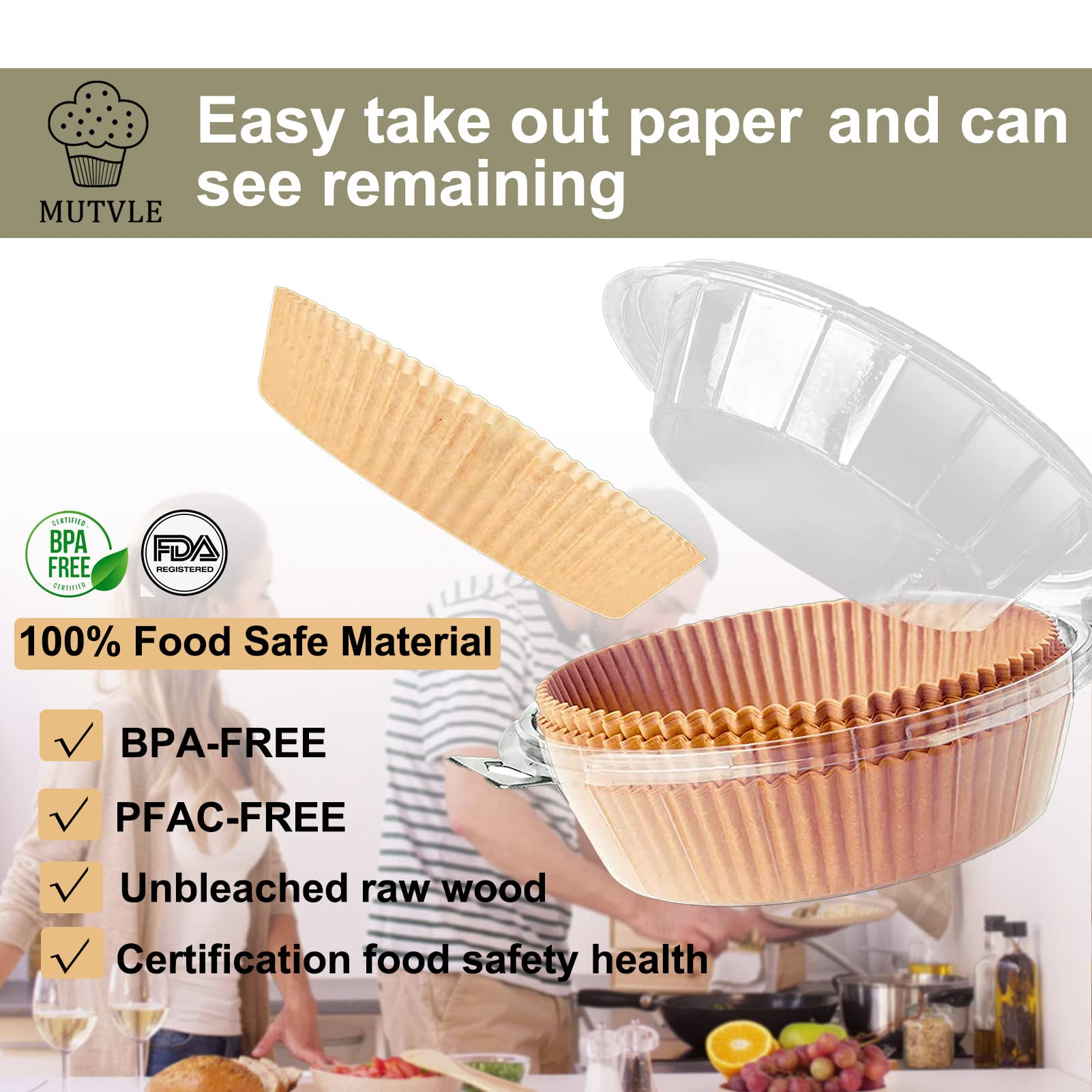 10 Inch Air Fryer Disposable Paper Liner Round, [ Xxl Size] 100Pcs Air Fryer Parchment Paper Liners For 7Qt Air Fryer, Non-Stick