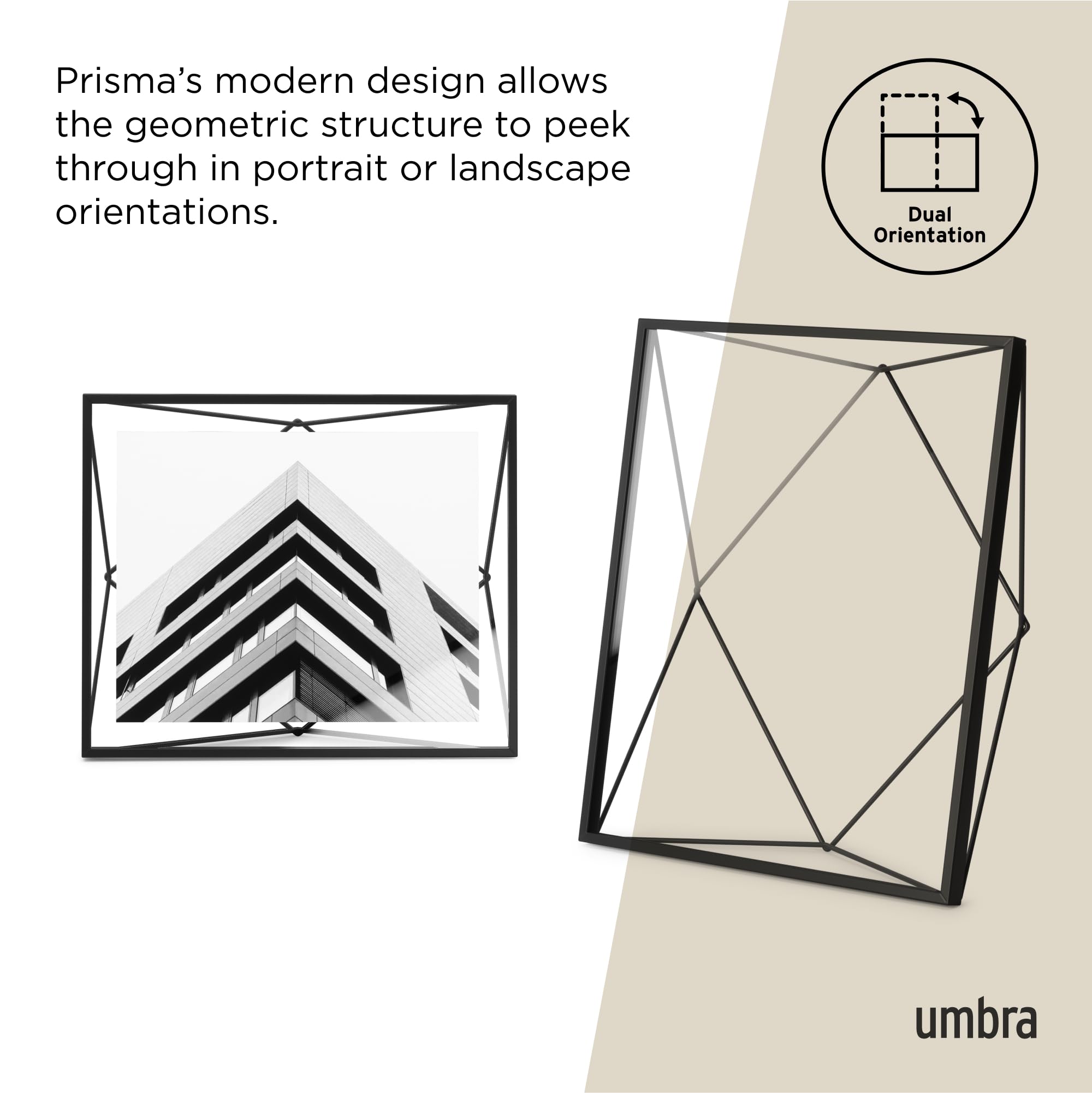Umbra Prisma 8x10 Picture Frame, Floating Wall or Desk Photo Display for Pictures, Art, Illustrations, Graphic Text & More, Meta