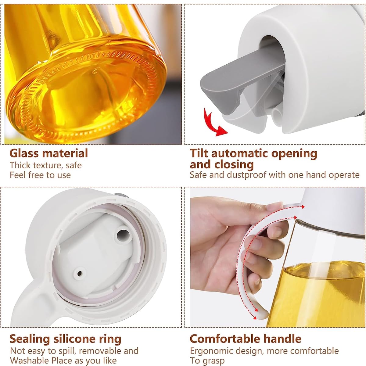 MUAC Glass Oil and Vinegar Dispenser Bottle with Automatic Opening and Closing |Free Spot Measuring Oil Dispenser Bottle for Pou