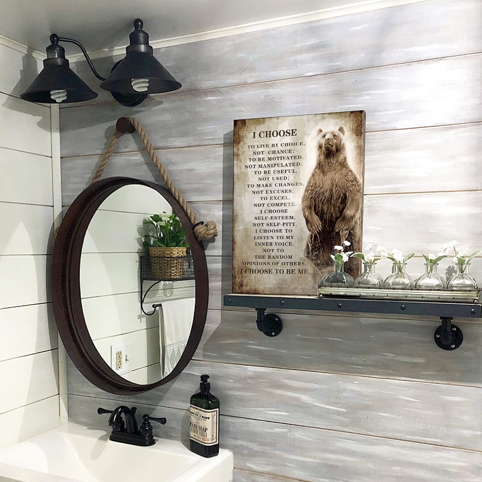 Motivational Bear Canvas Wall Art Christian Bear Inspiring Picture Wall Decor Inspirational Quotes Painting Framed Modern Artwor