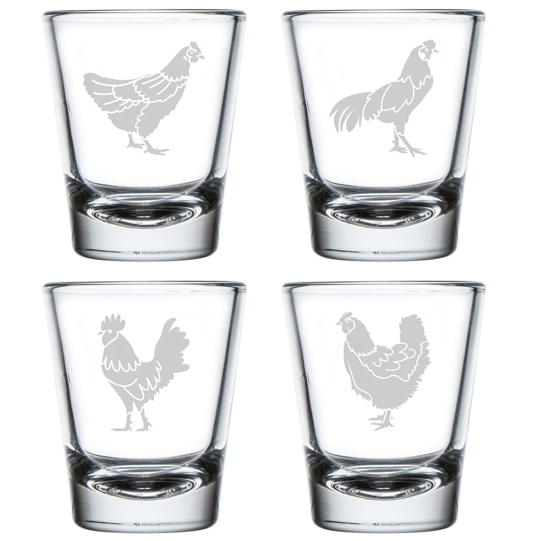MIP Set of 4 Shot Glasses 1.75oz Shot Glass Gift Chicken Collection