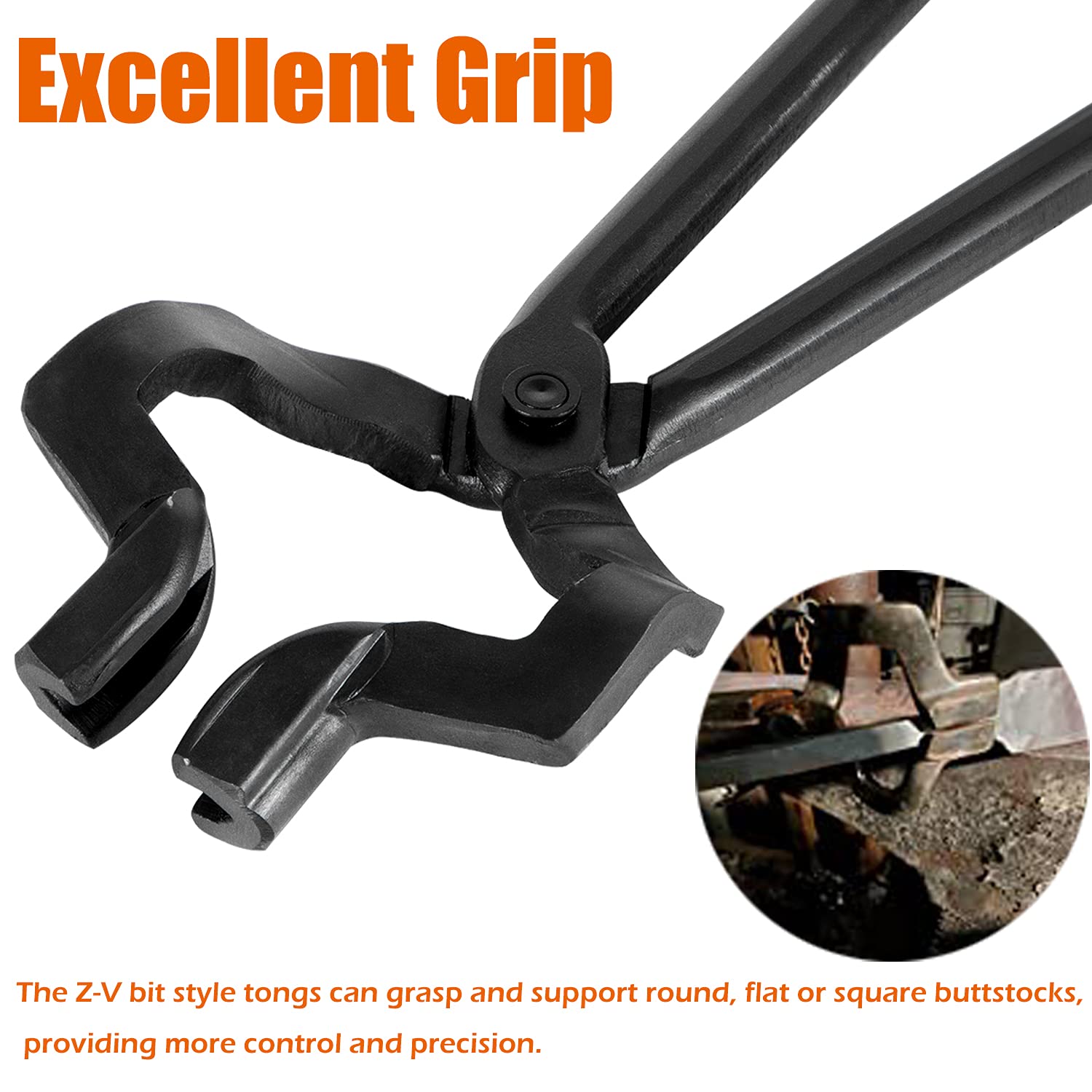 16'' Z V-Bit Style Blacksmith Tongs Knifemaking Bladesmith Blacksmithing Tongs Tools Z Type Tongs With V-Bit Jaws Blacksmith For