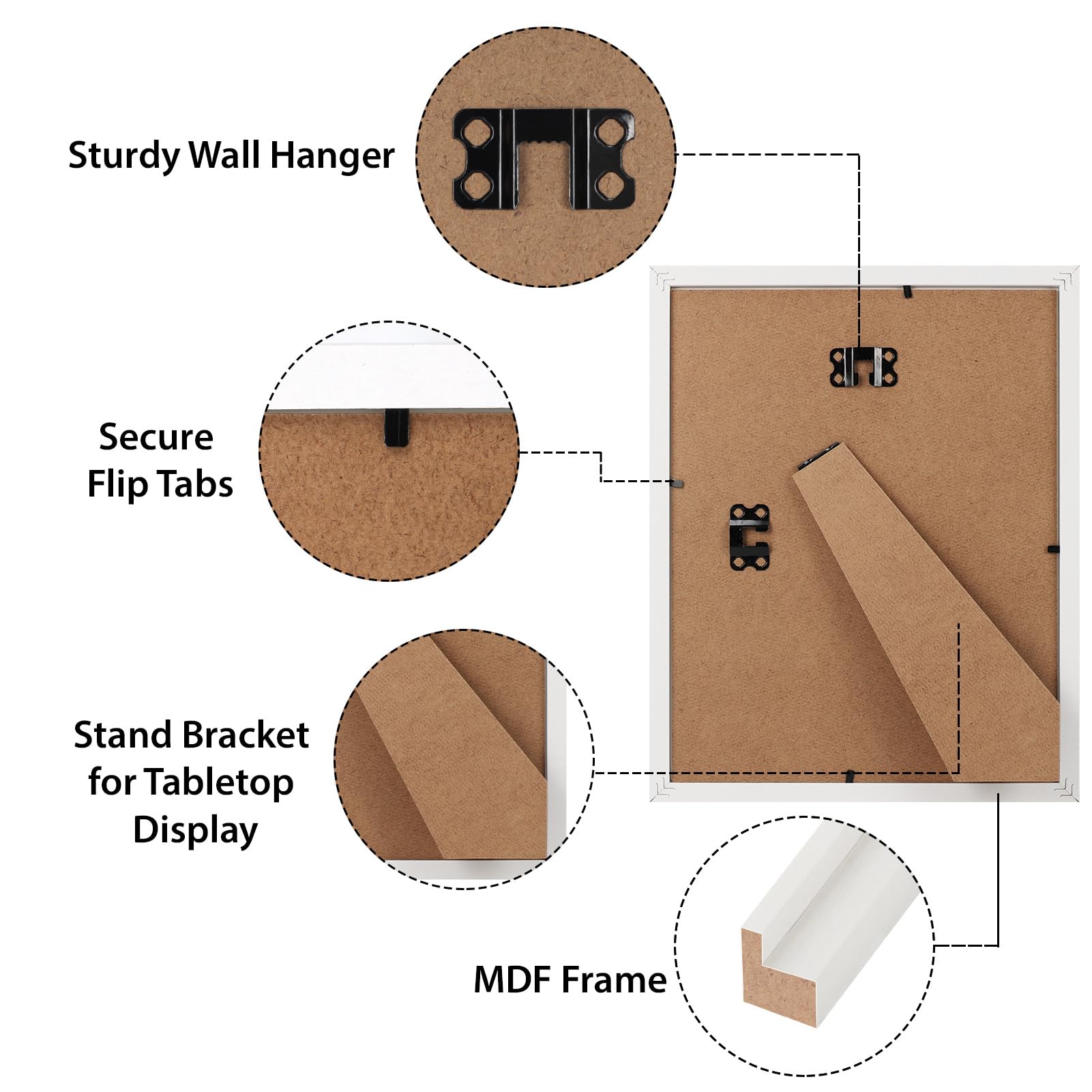 HORLIMER 8.5 x 11 Picture Frame Set of 15, White Photo Frames 8.5 by 11 for Certificate Diploma Document, Wall Hanging or Tablet
