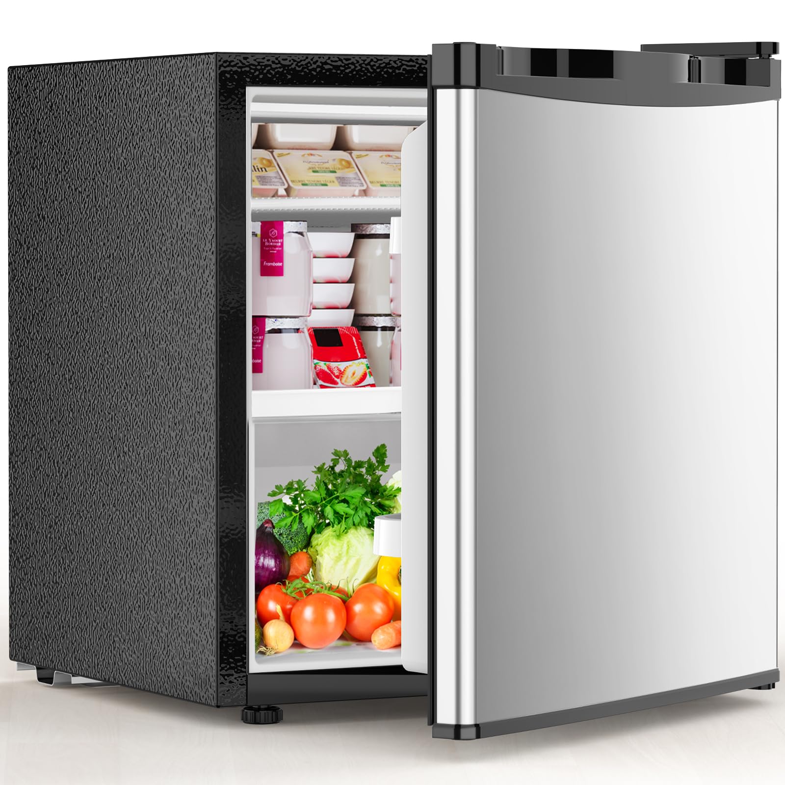 Electactic 1.6 Cu.ft Mini Fridge with Freezer, Compact Single Reversible Door Refrigerator, Adjustable Thermostat, Ultra Quiet, 
