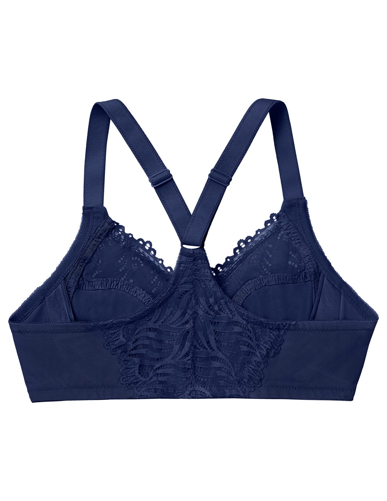 Glamorise Full Figure Plus Size Front-Closure T-Back Wonderwire Bra Underwire 1246 Blue