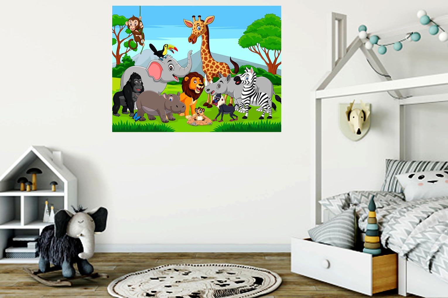 My D Square Cartoon Poster, Beautiful Animals Wall Paper For Kids School Living Room Bedroom Size 60 X 90 Cm Self Adhesive Vinyl