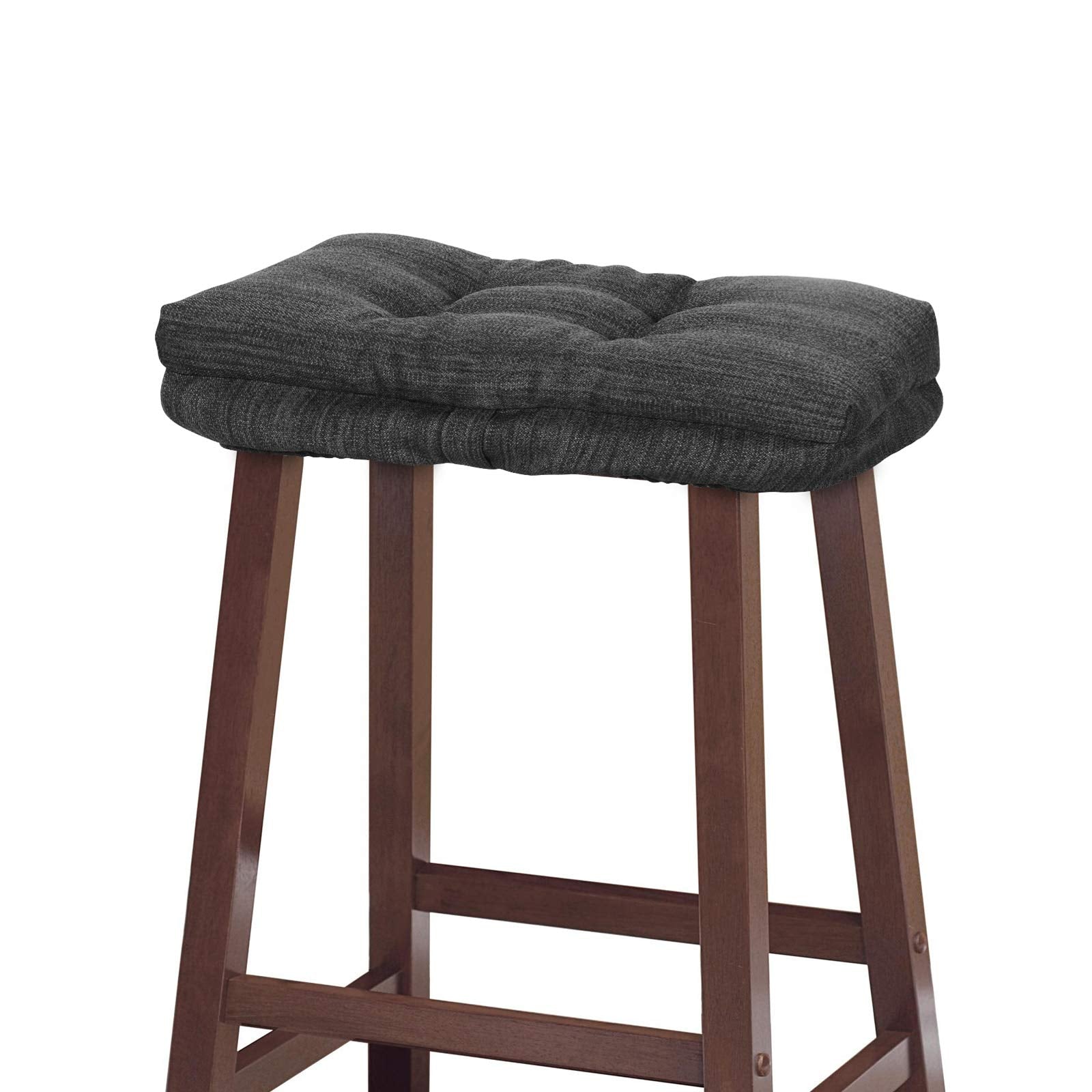 Baibu Stool Cushion Rectangular, Super Soft Bar Stool Cushion Saddle Stool Pad With Ties - 1 Pad Only (Gray-Black, 18X9.5X1.5In)