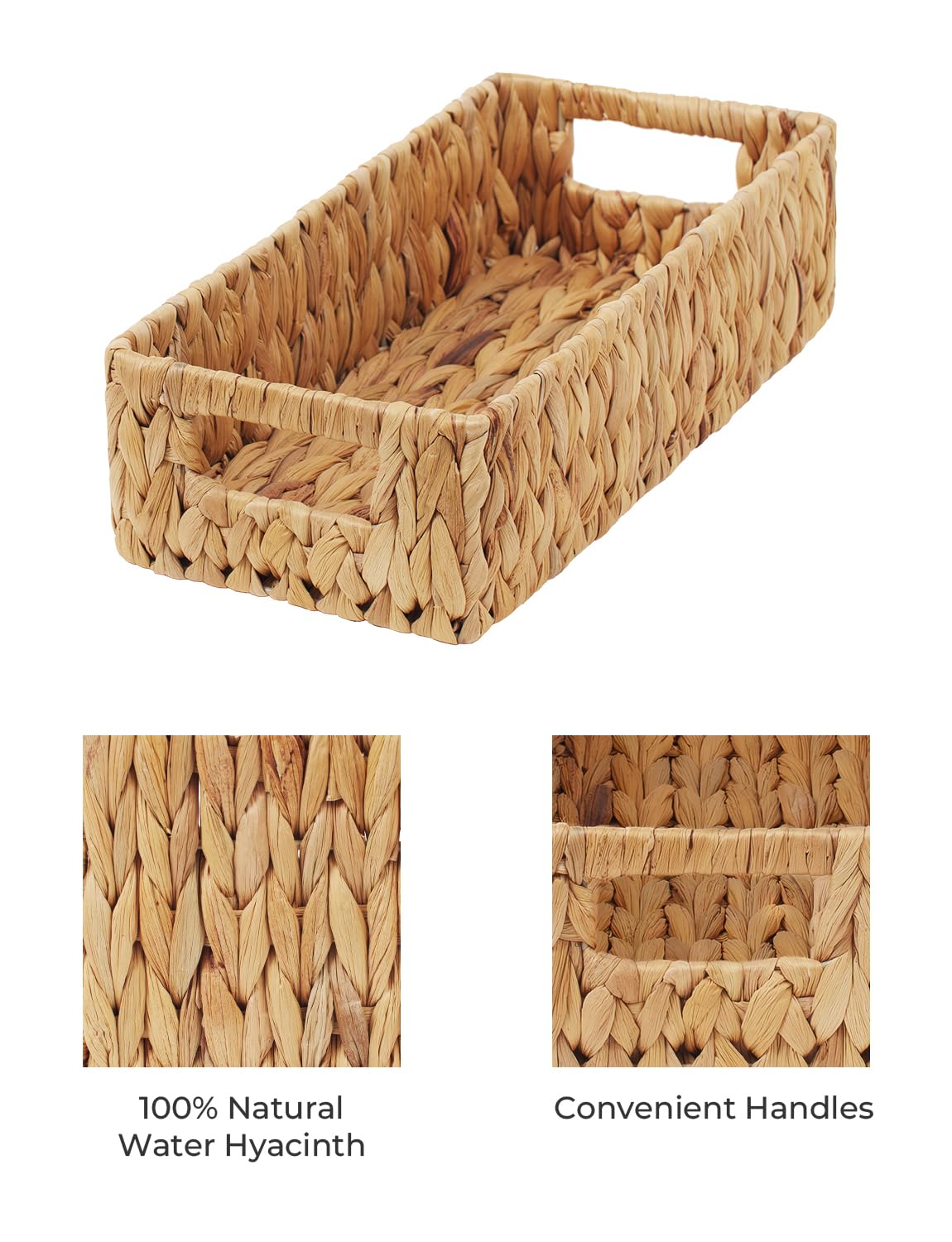Storageworks Water Hyacinth Baskets, Small Wicker Baskets For Organizing In Kitchen And Bathroom, 2-Pack