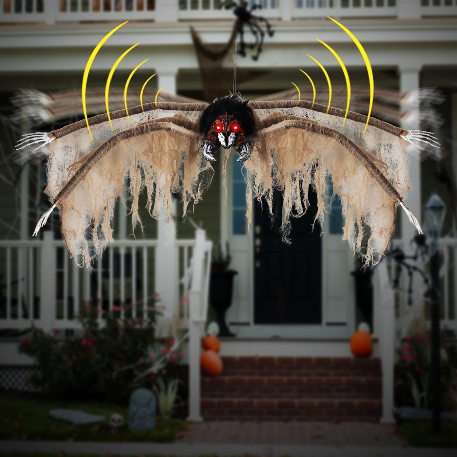 Giant Animatronics Spider Halloween Decorations Clearance Outdoor Indoor,41 Scary Large Hanging Spider Decor Props,with Sound Ac