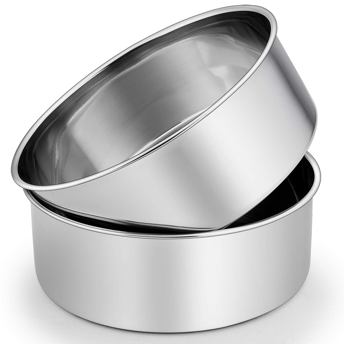 P&P Chef 8 X 3 Inch Cake Pans Set Of 2, Round Baking Pan Stainless Steel Layer Birthday Wedding Cake Oven Pans, Non Toxic & Heav