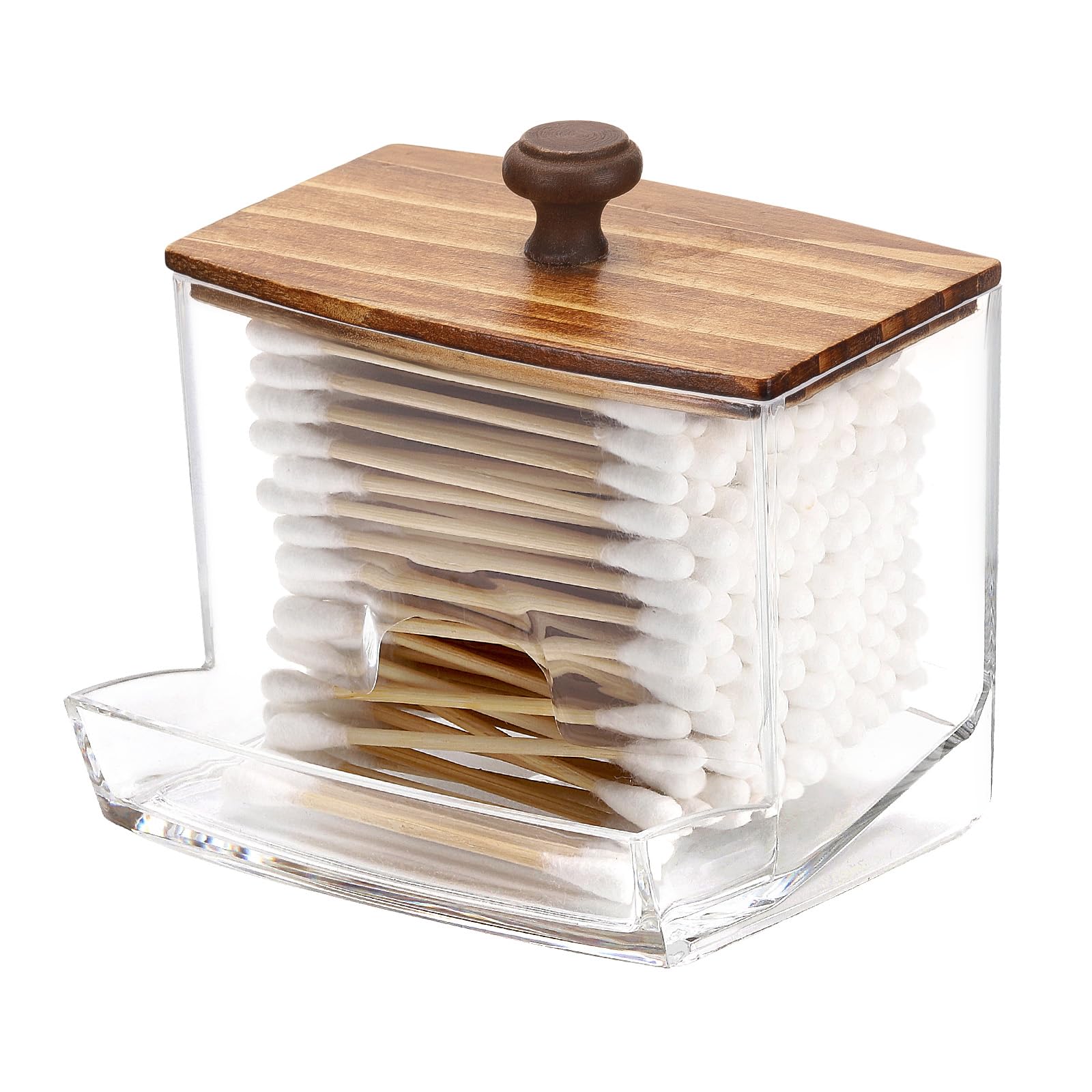 Tbestmax 10Oz Qtip Holder Dispenser Big Clear Bathroom Container For Cotton Ball, Cotton Swabs, Floss - Bathroom Organizer Acces