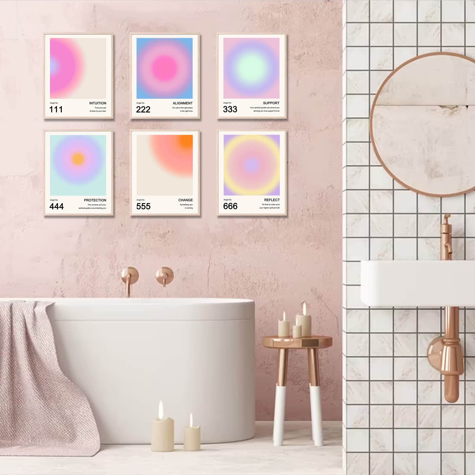 Aura Angel Numbers Poster, Colorful Gradient Posters For Room Aesthetic, Minimalist Inspirational Quotes Canvas Wall Art Paintin
