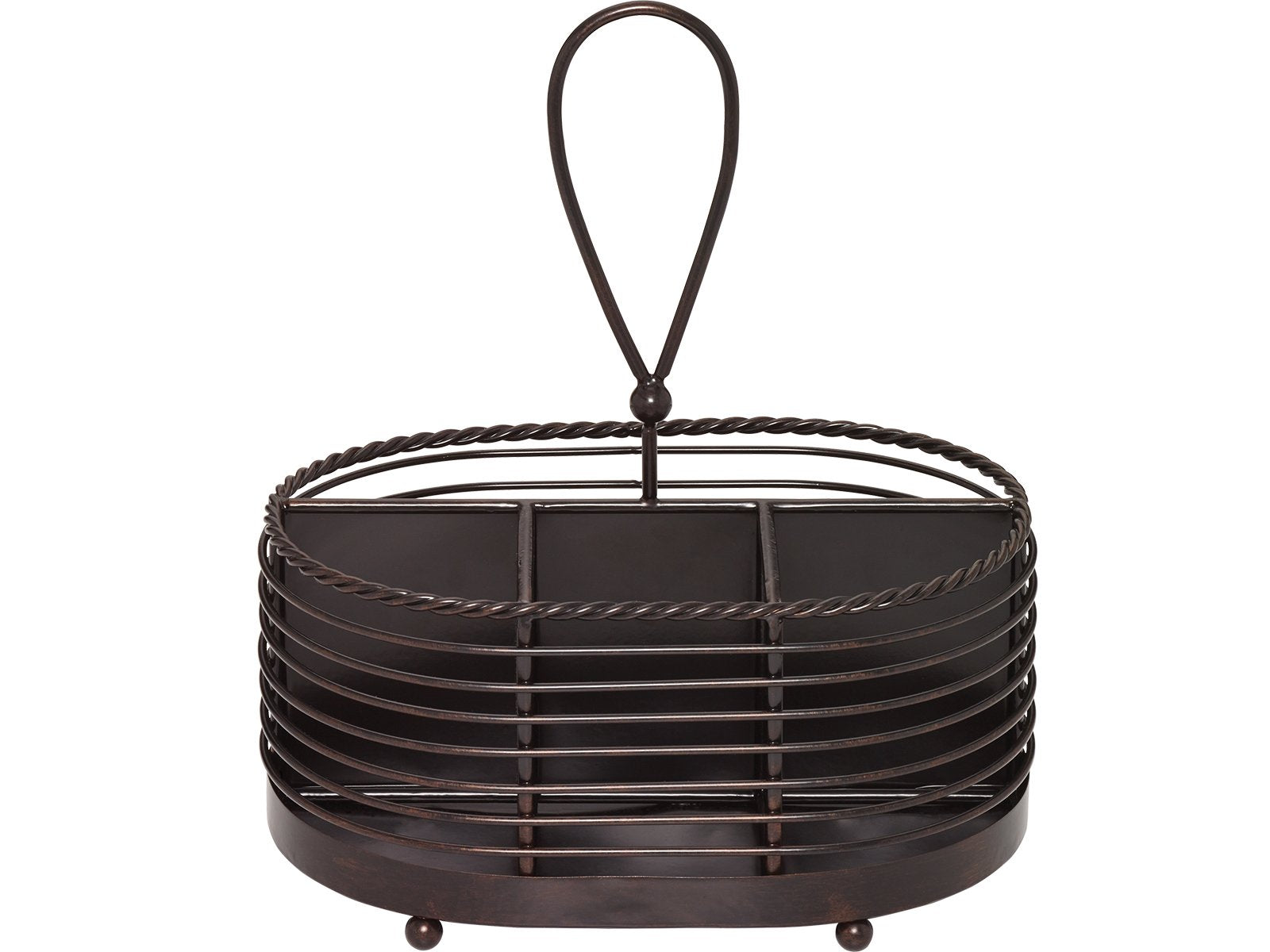 Gourmet Basics By Mikasa Rope Metal Tabletop Flatware And Napkin Picnic Caddy, 10'', Antique Black