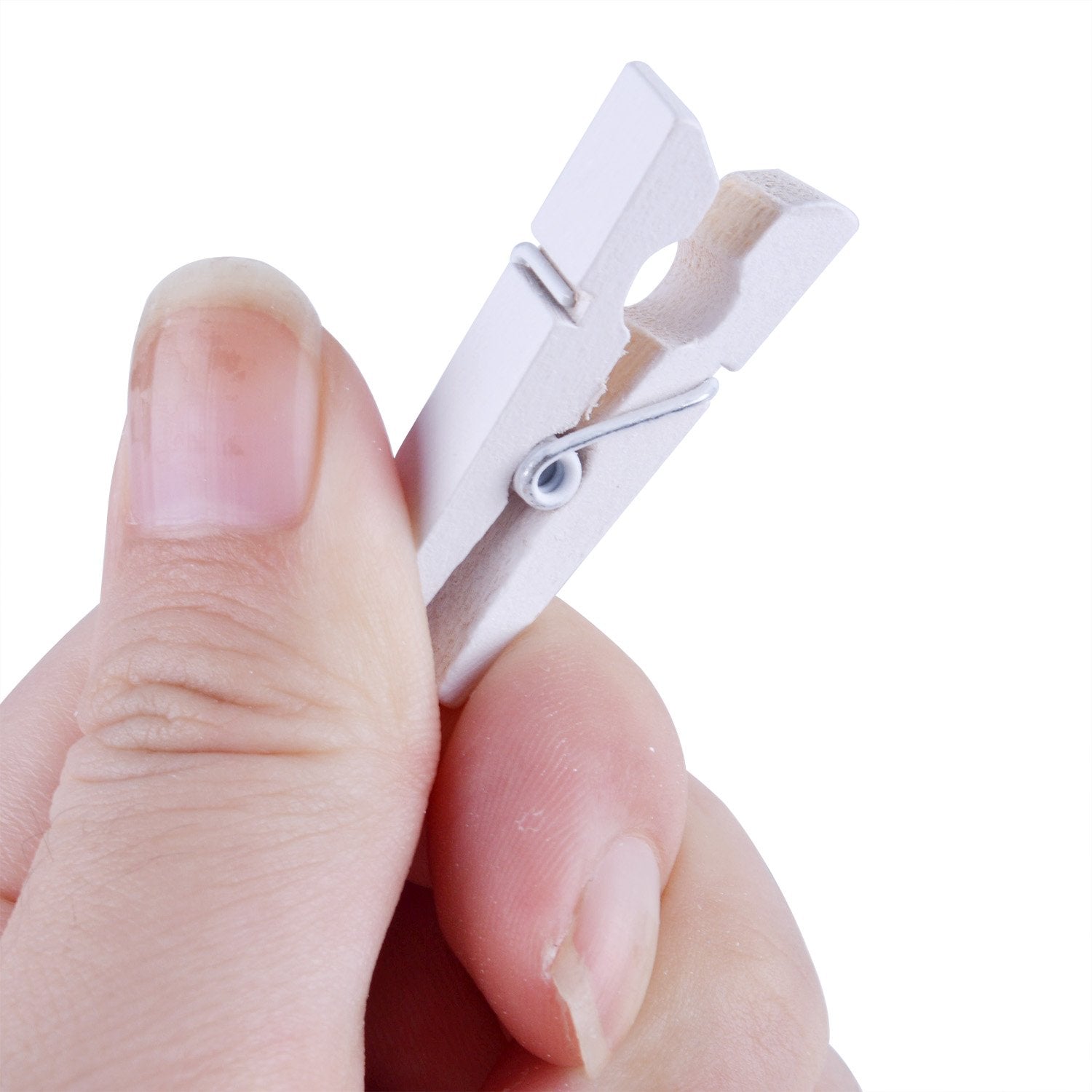 Bronagrand 100Pcs Mini White Wooden Utility Paper Clip, Clothespins Clip, Clothes Line Clips,Photo Clips