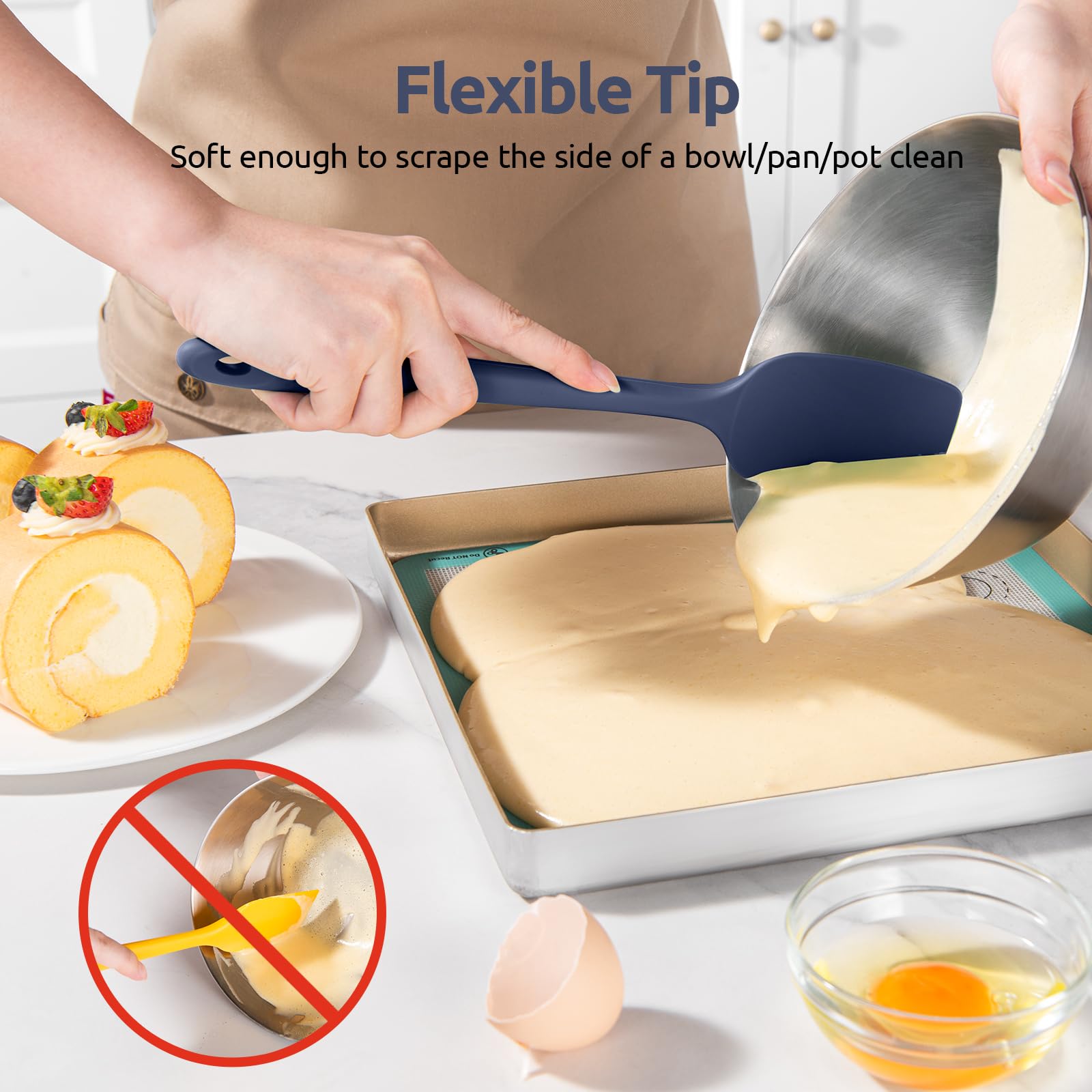 Heat Resistant Silicone Spatula Set: U-Taste 600F High Temp Seamless Food Grade Food Grade Flexible Rubber Silicon Kitchen Cooki