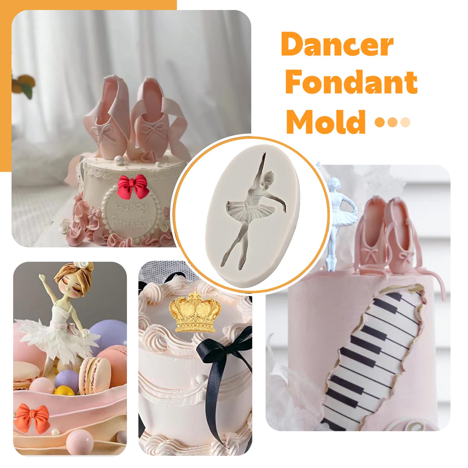 Sijiangmold Ballet Dancer Silicone Molds Ballet Shoes Fondant Molds Bow Candy Molds Crown Chocolate Mold For Cake Decorating Cup