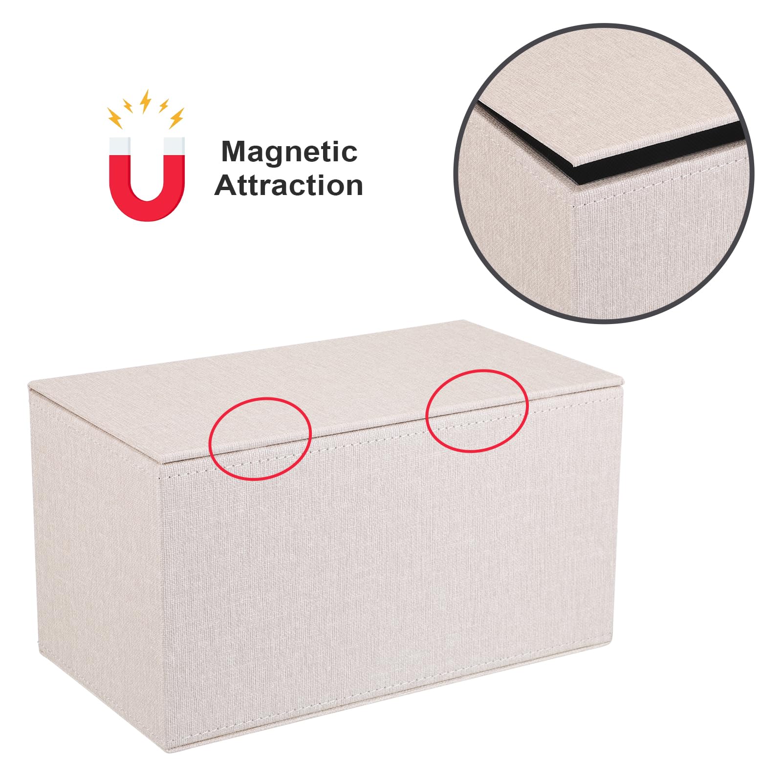 Sumnacon Tissue Box Cover Rectangular Tissue Box Holder Linen Tissue Box With Magnetic Bottom Decorative Beige Tissue Box For Ba