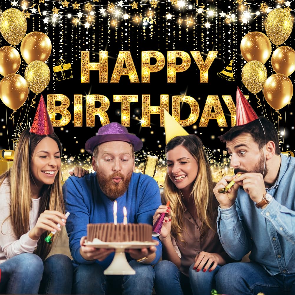 Mdcgfod Happy Birthday Banner - Birthday Decorations For Men Women Birthday Party Banners Welcome Happy Birthday Background Sign