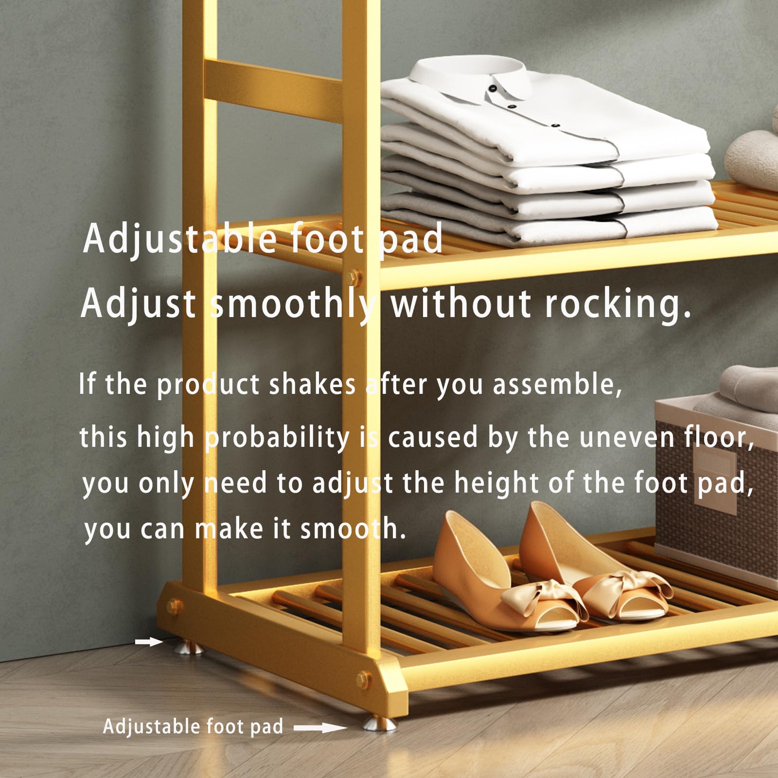 Buzuey Gold Clothing Rack,Heavy Duty Clothes Rack,Small Clothing Racks For Hanging Clothes,Wardrobe Rack,Rack For Clothes To Han