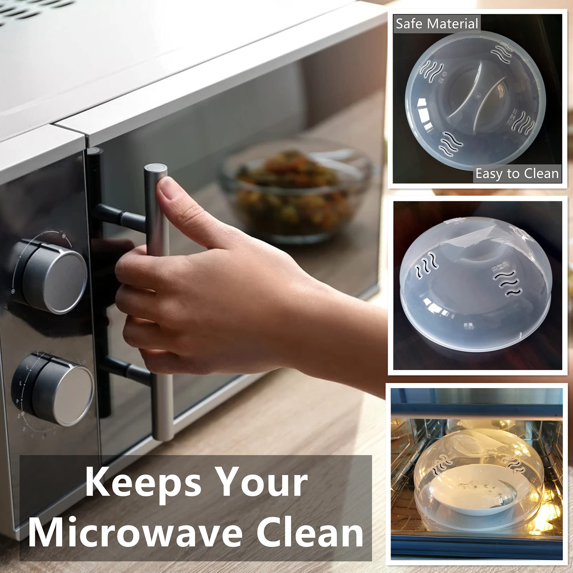 Microwave Splatter Cover For Food Large Microwave Plate Food Cover With Easy Grip Handle Anti-Splatter Lid With Enlarge Perforat