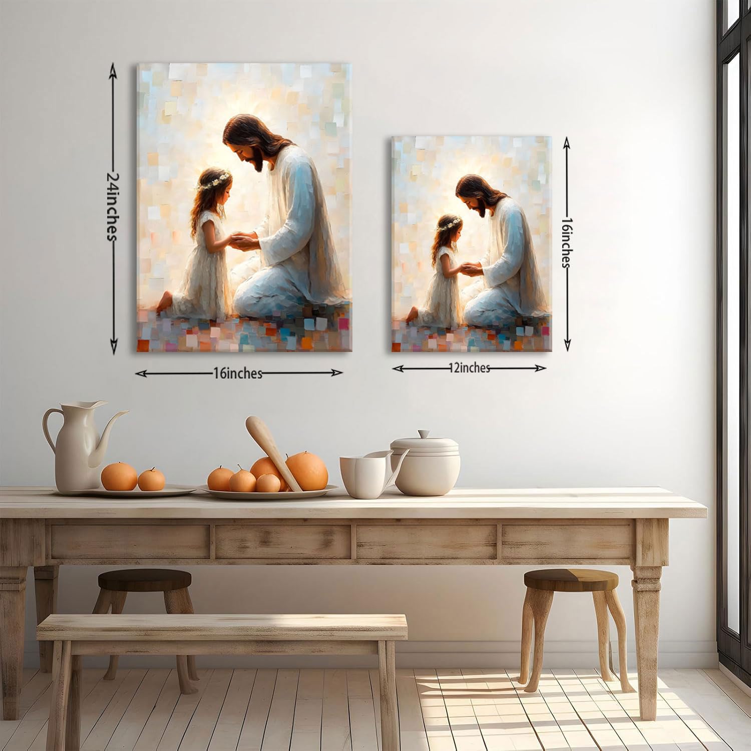 KISSFOX Jesus Christian Wall Art Jesus With Children Religion Faith Canvas Posters Prints Paintings Spiritual Aesthetic Praying