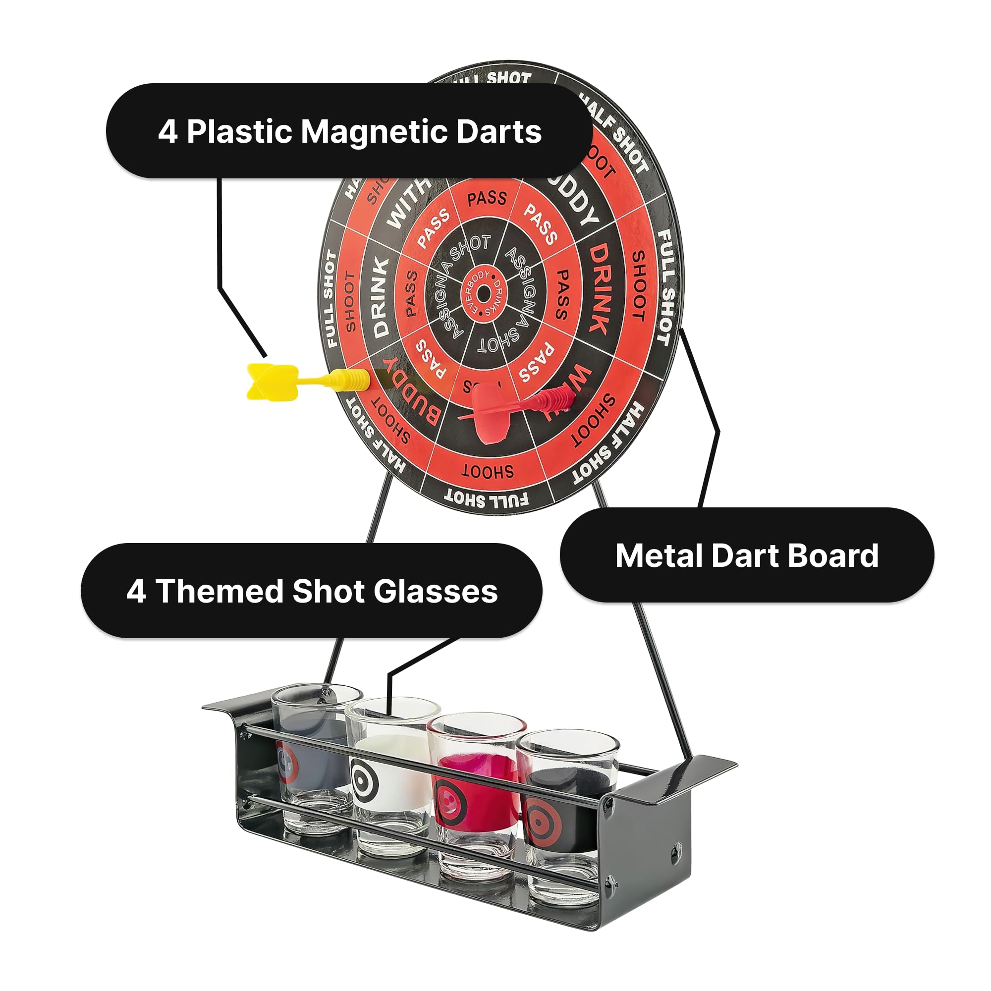 Fairly Odd Novelties Darts Drinking Game - Black - Energize Your Parties With Magnetic Darts & Shots Fun!