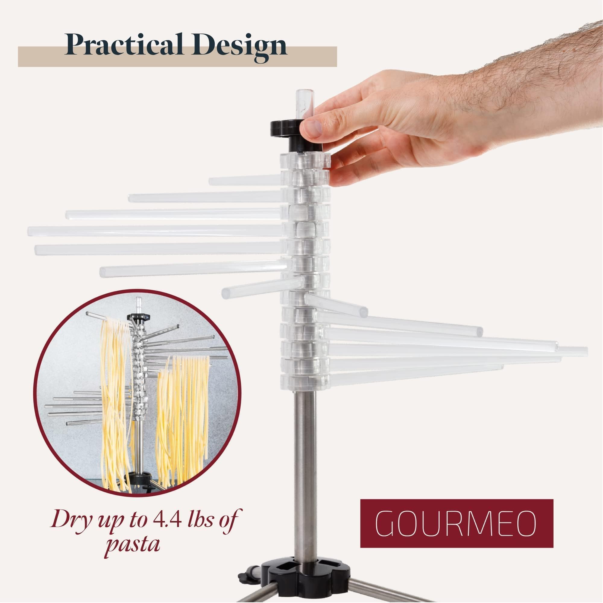 PAGILO Pasta Drying Rack for up to 4.4 lbs of Pasta - Collapsible Pasta Dryer w/ 14 Extendable Rungs - Spaghetti or Noodle Hanger Tree - Fresh Pasta Making Tools