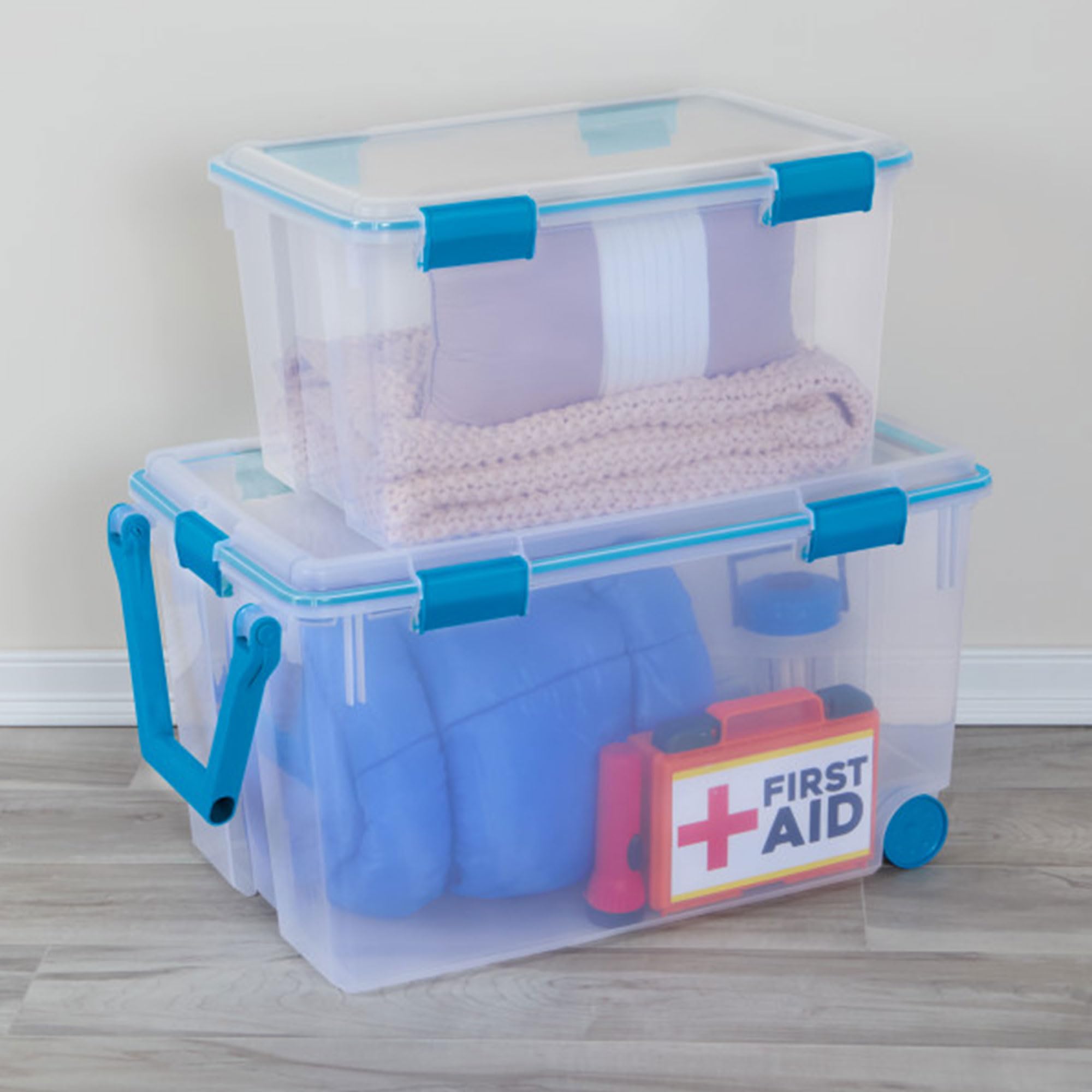 Sterilite 12-Pack Gasket Box, Plastic Storage Bins With Latching Lids, 54 Quart