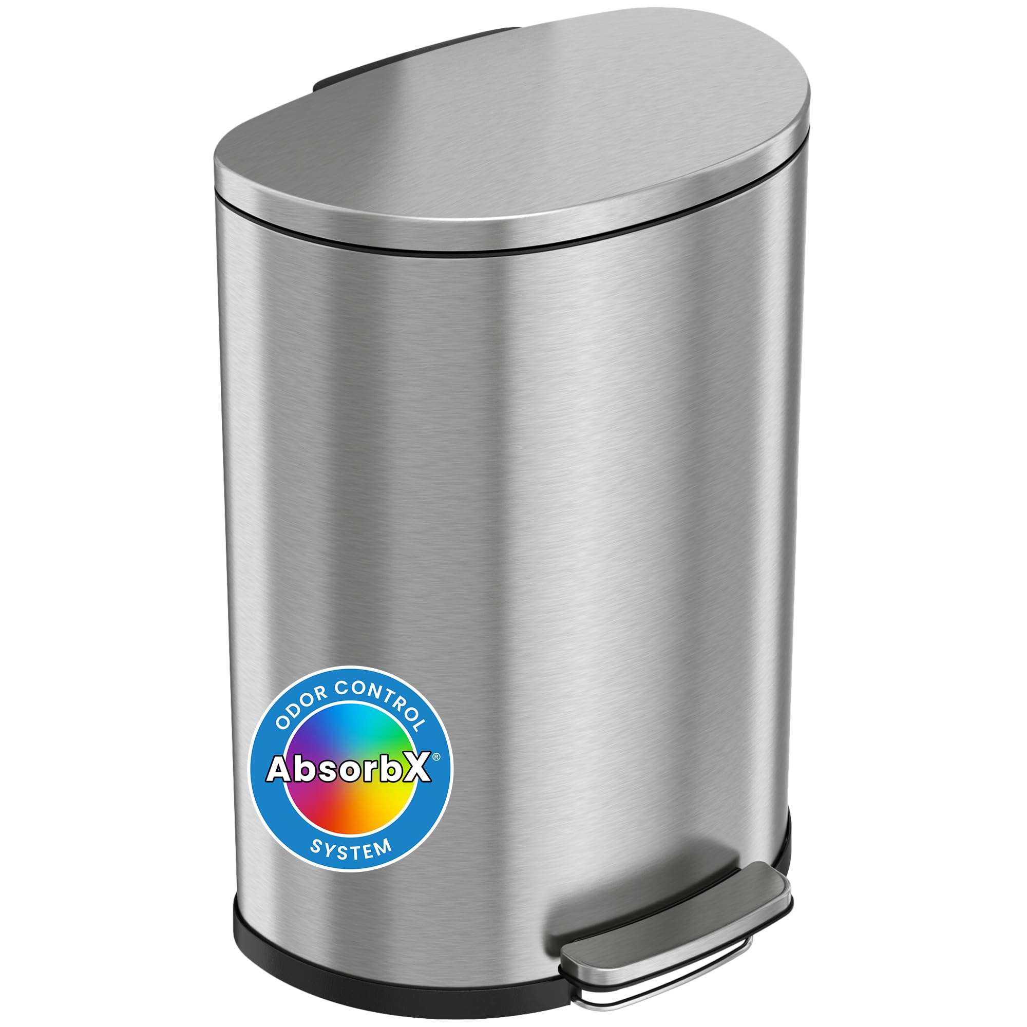 Itouchless Softstep 13.2 Gallon Step Trash Can With Odor Filter, Stainless Steel 50 Liter Space-Saving Pedal Garbage Recycle Bin