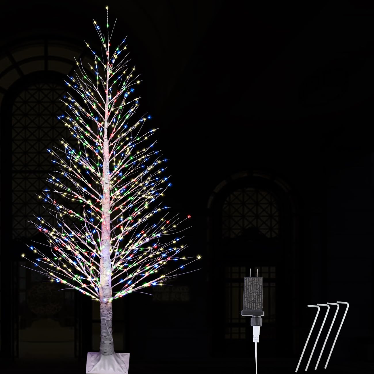 IJG 7FT Lighted Birch Tree 1000 LED Multicolor Light with Twinkle Lights, Twinkling or Steady Function for Selected, LED Christm