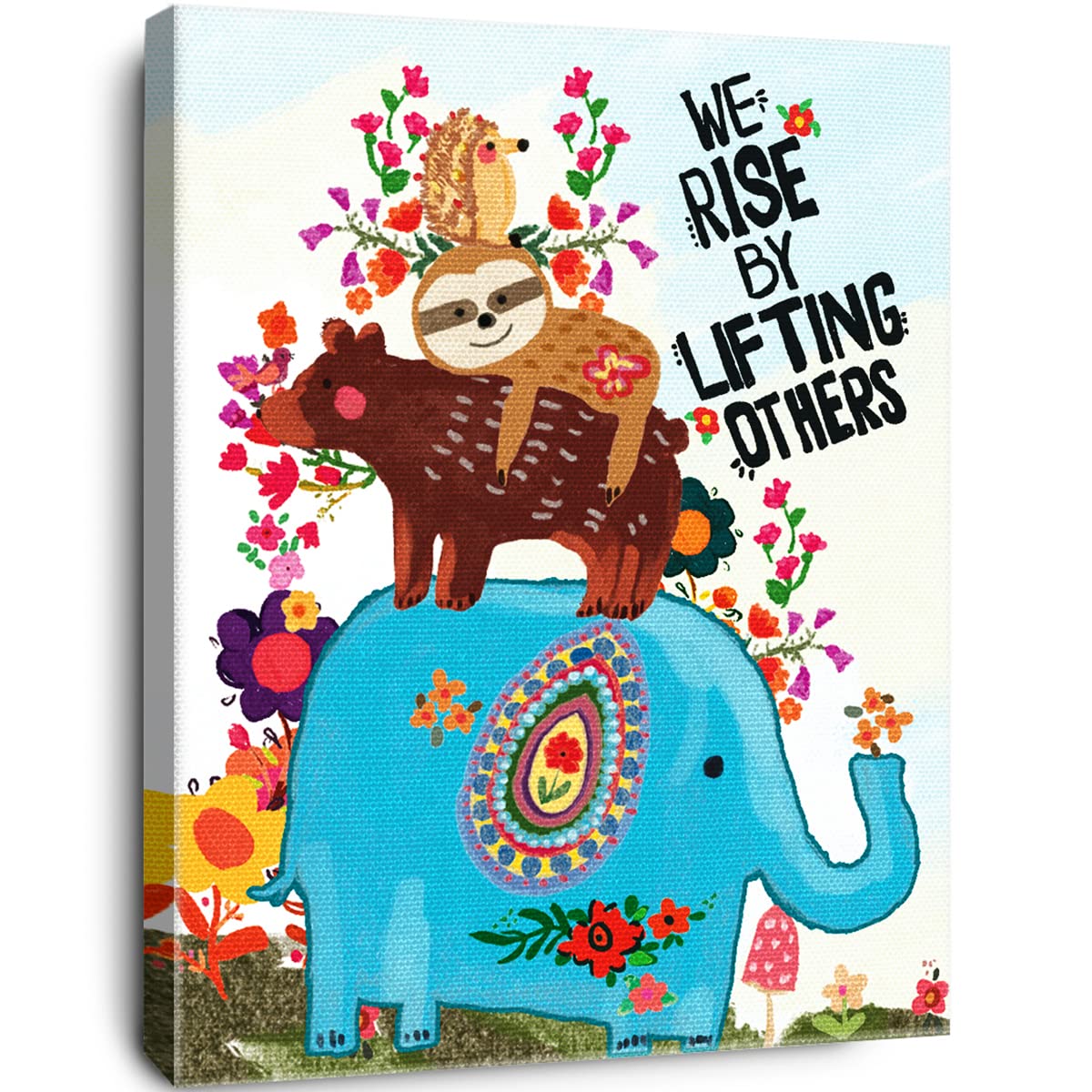 Otingqd We Rise By Lifting Others Inspirational Quotes Canvas Wall Art,Inspirational Gifts For Girls Women Friends Sister,Animal