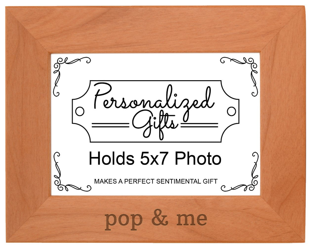 Personalized Gifts Grandpa Gift Pop and Me Grandchild Natural Wood Engraved 5x7 Landscape Picture Frame Wood