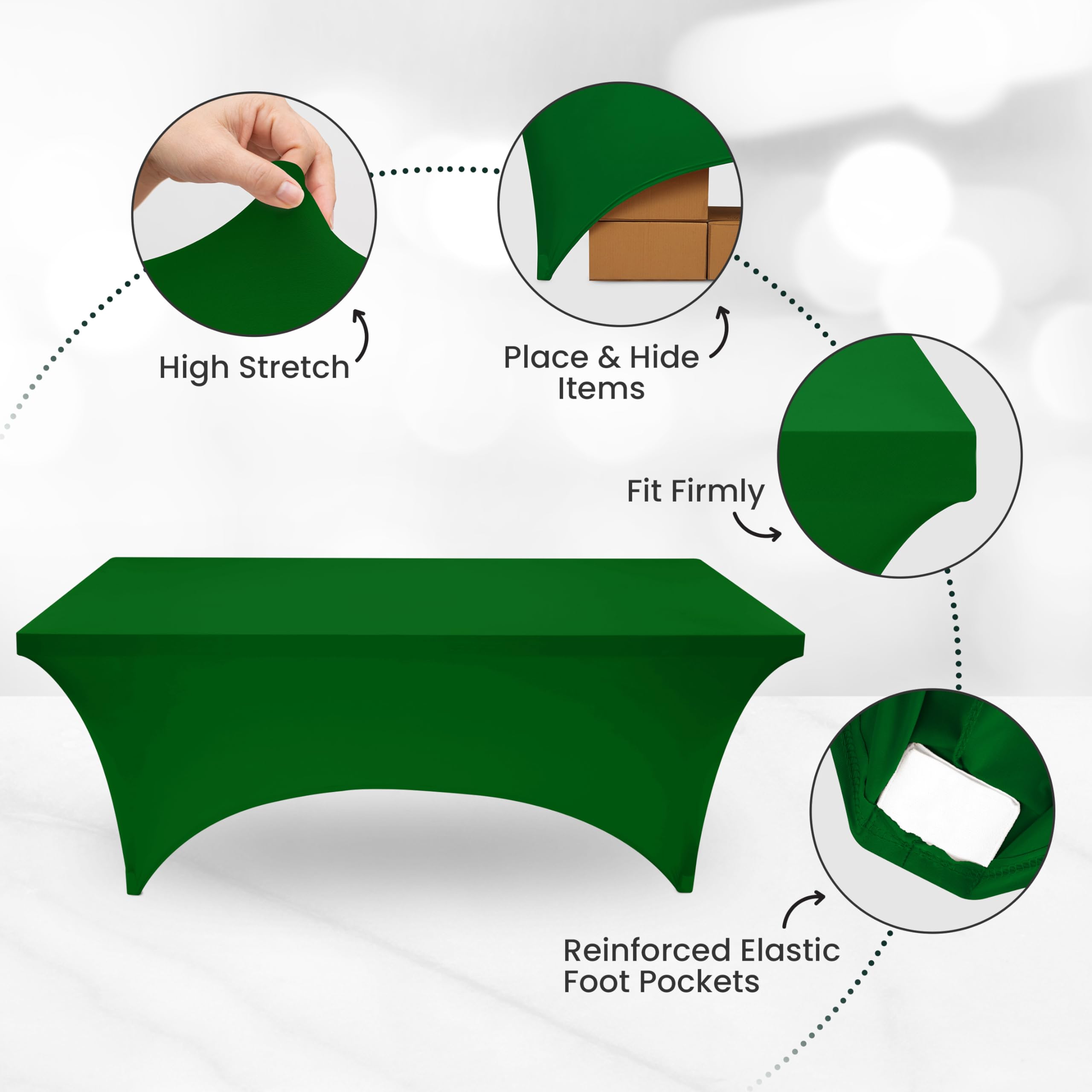 Utopia Kitchen Spandex Tablecloth 1 Pack [6Ft, Emerald Green] 200 Gsm Tight, Fitted, Washable And Wrinkle Resistant Stretch Rect