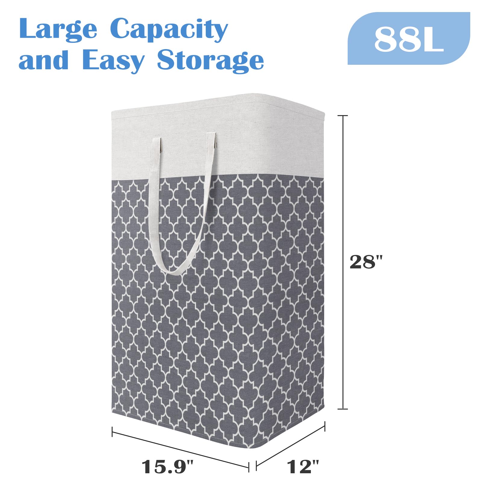 Blisstotes 3-Pack Laundry Basket, Freestanding&Waterproof Laundry Hamper, Collapsible Tall Clothes Hamper With Easy Carry Handle