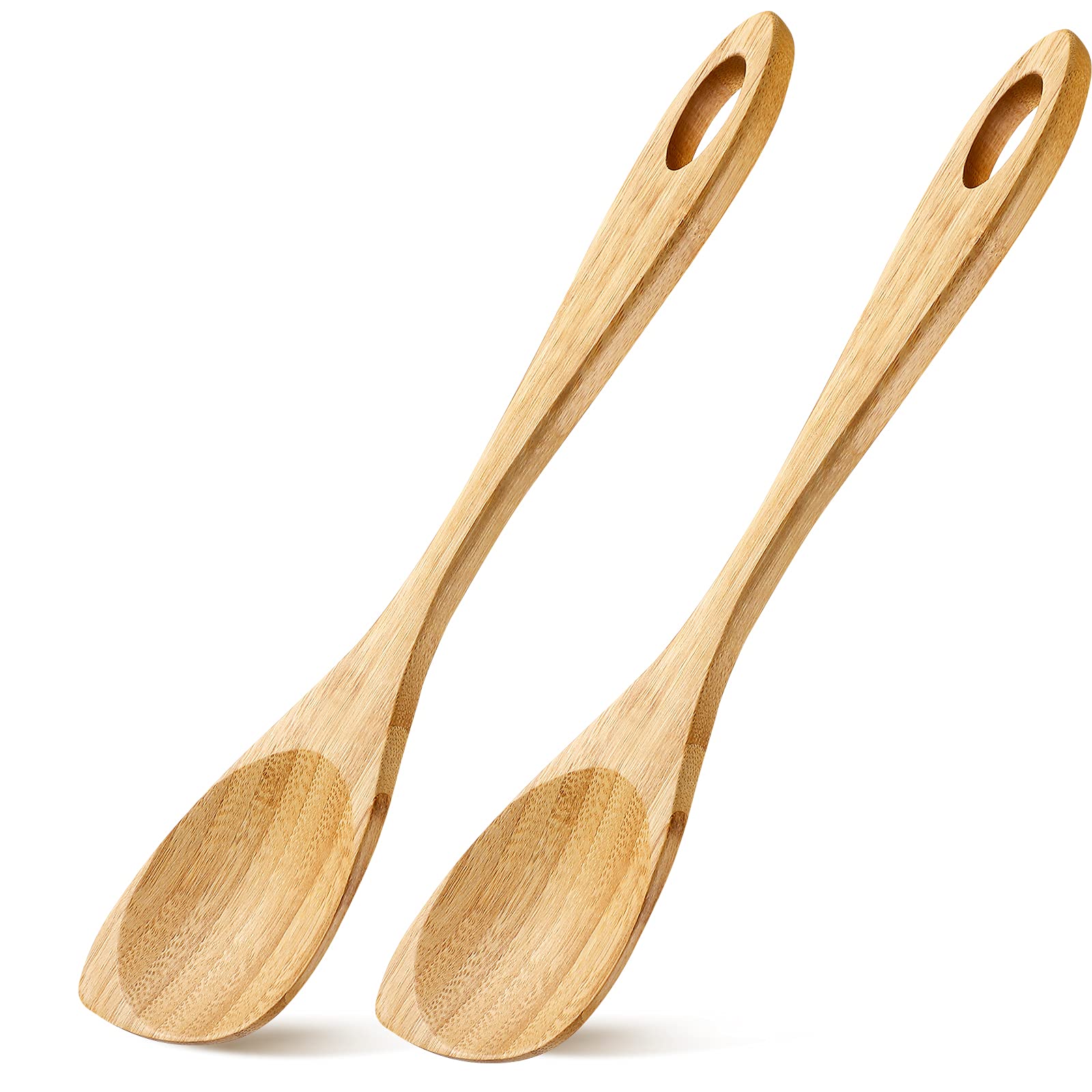 2 Pieces Wood Corner Spoon 12 Inch Wood Cooking Spoon Bamboo Spatula Wooden Utensils Scraper For Home Kitchen Cooking Non Stick