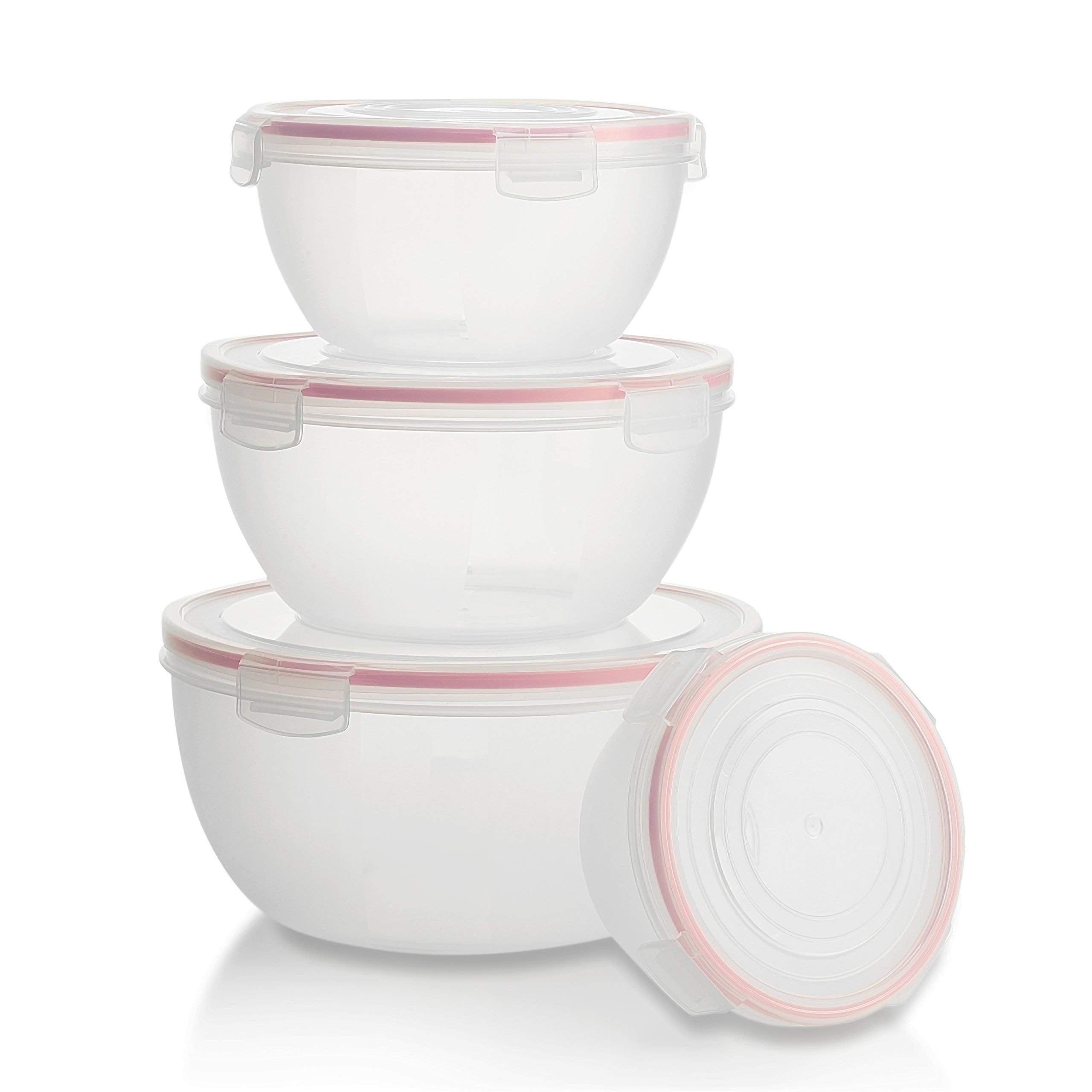 Komax Biokips Mixing Bowls With Lids Set - Multi-Use, Stackable Airtight Food Storage Containers - Bpa-Free Salad Bowls With Lid