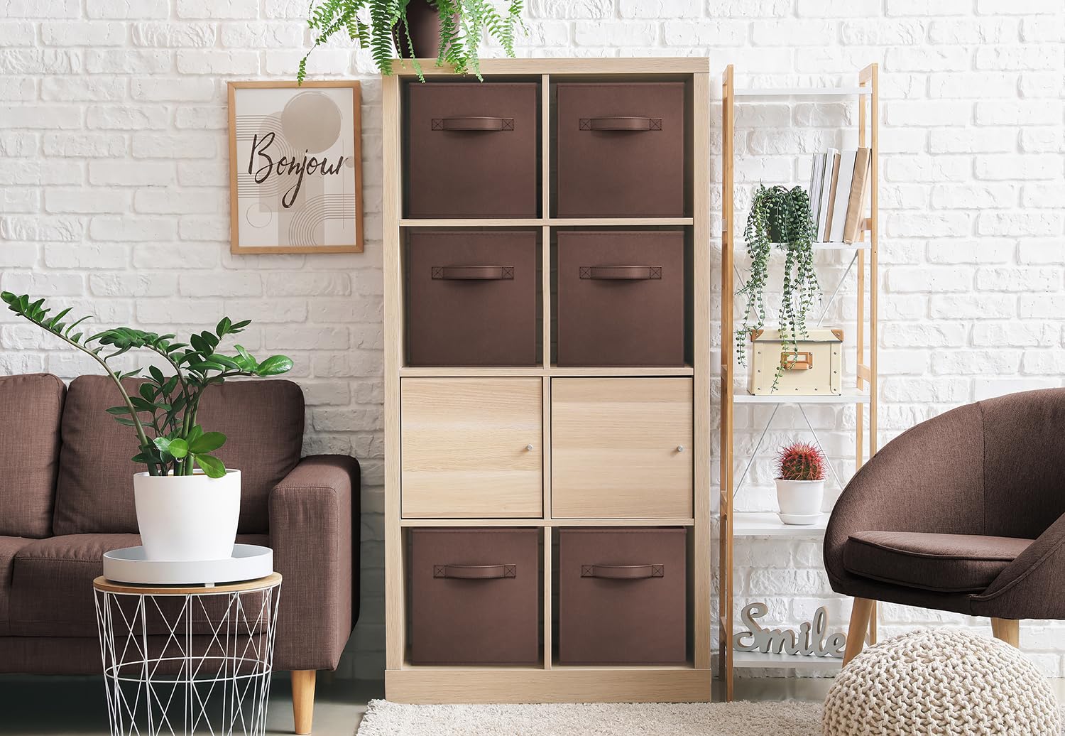 Sorbus Fabric Storage Cubes - 6 Foldable Storage Bins For Organizing Pantry, Cubbies, Toy Box - Clothes Storage & Closet Organiz