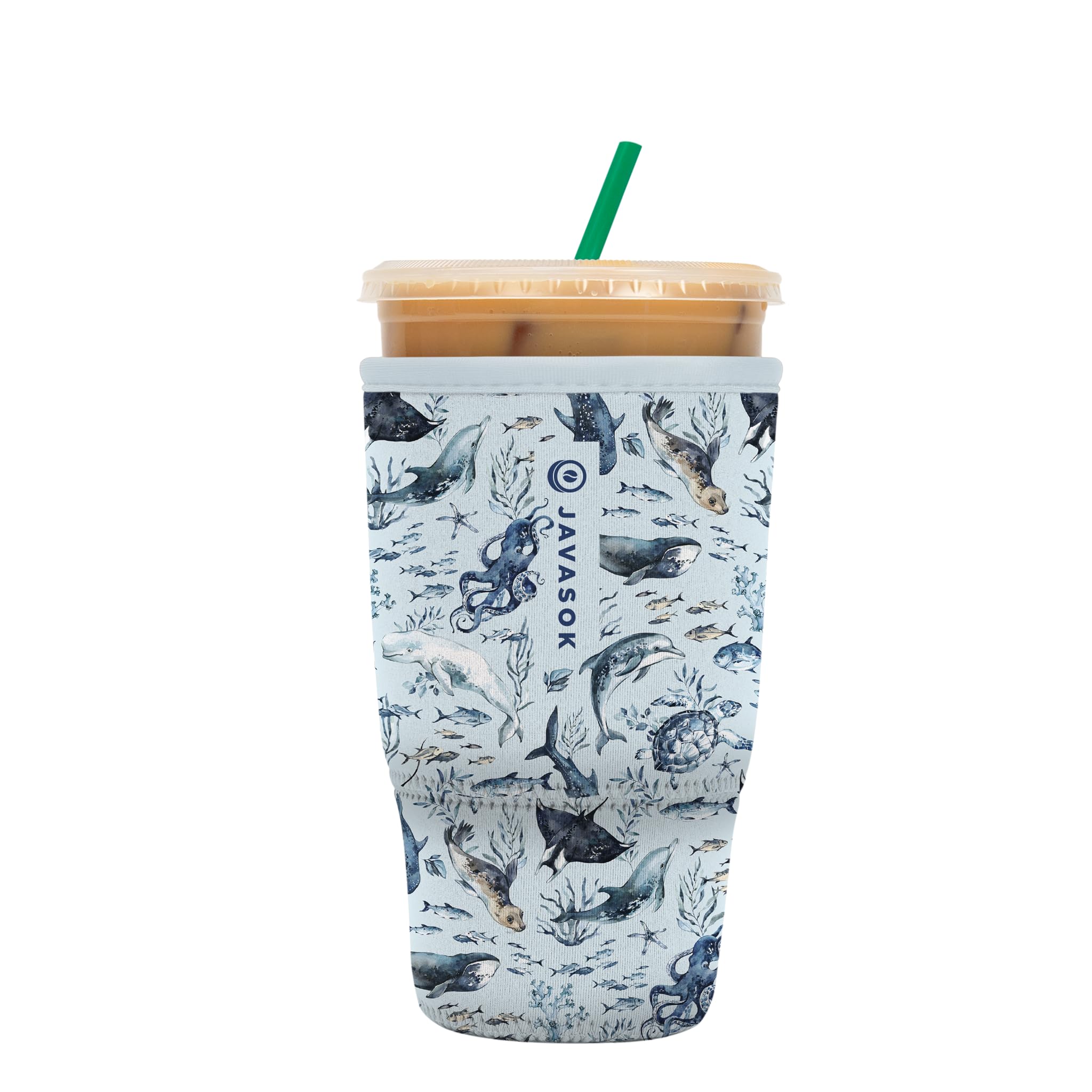 Sok It JavaSok Iced Coffee & Cold Soda Insulated Neoprene Cup Sleeve (Ocean Echo, Large: 30-32oz)