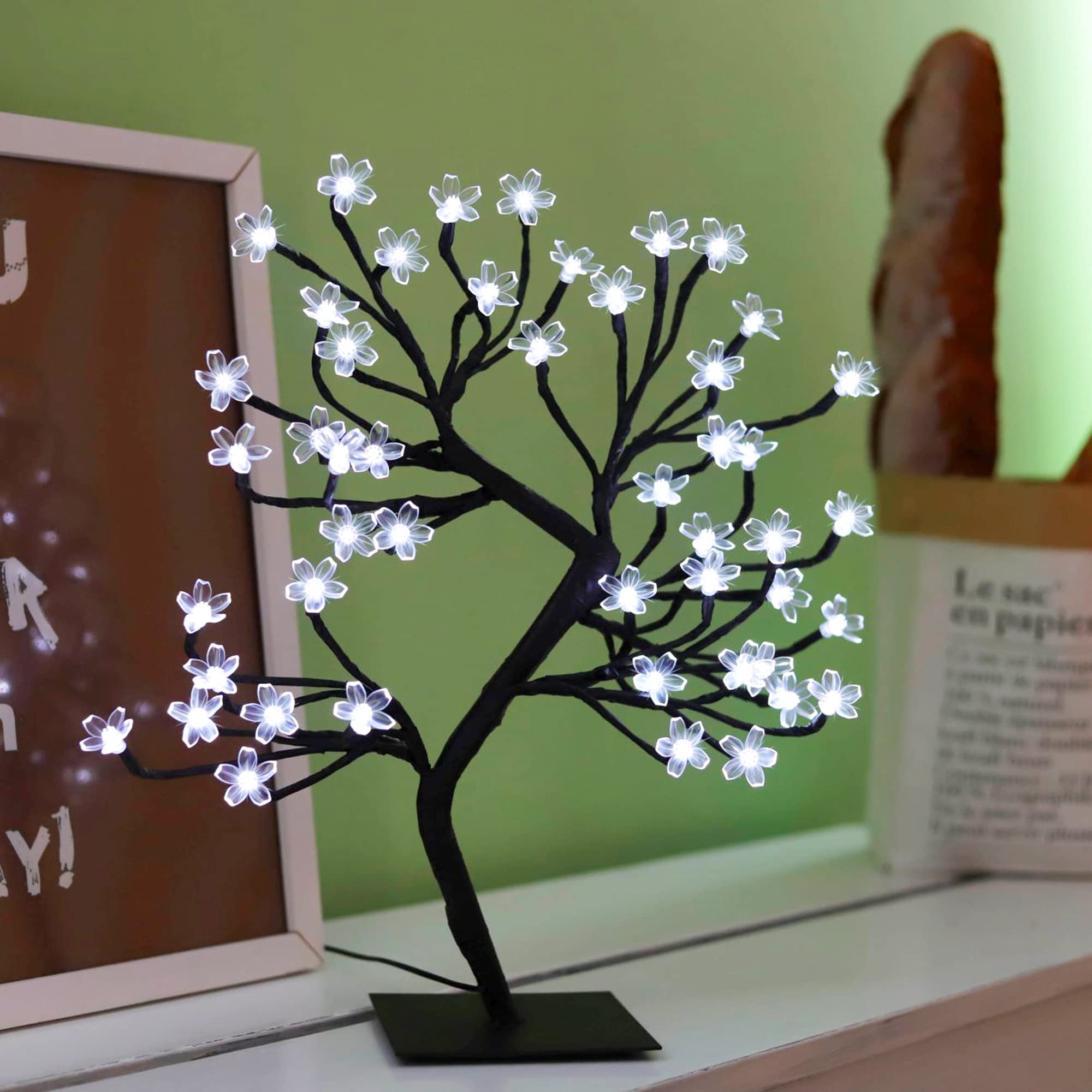 Bonsai Tree Light Artificial Tree Led Flower Cherry Blossom Light Adjustable Branches Battery Operated for Room Decoration and G