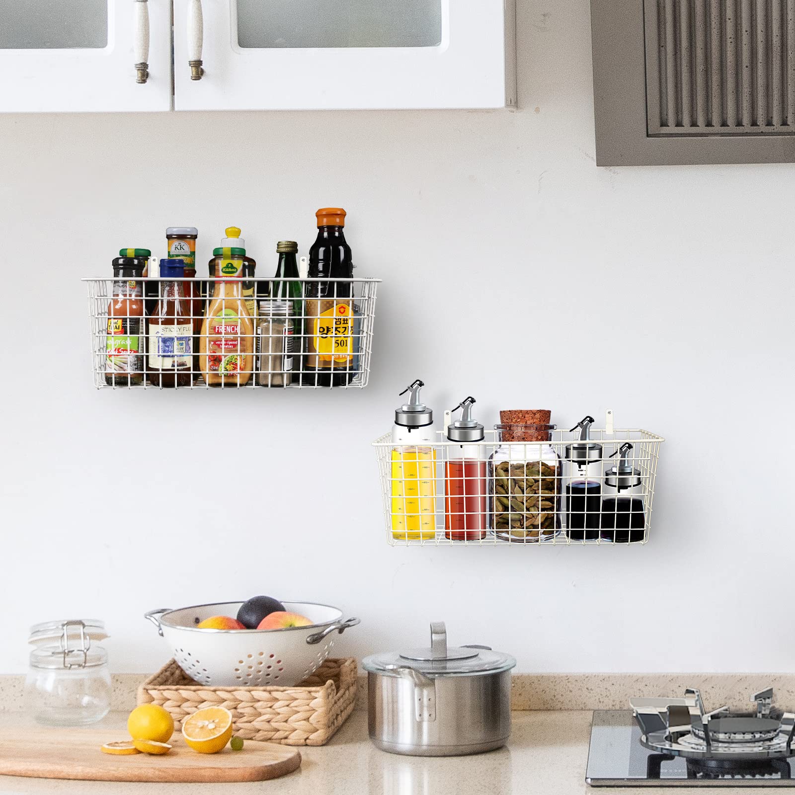 Kinlink [Extra Large] Wire Baskets, Wire Storage Baskets Durable Wire Baskets For Storage Wall Mount, Hanging Wire Baskets Wall
