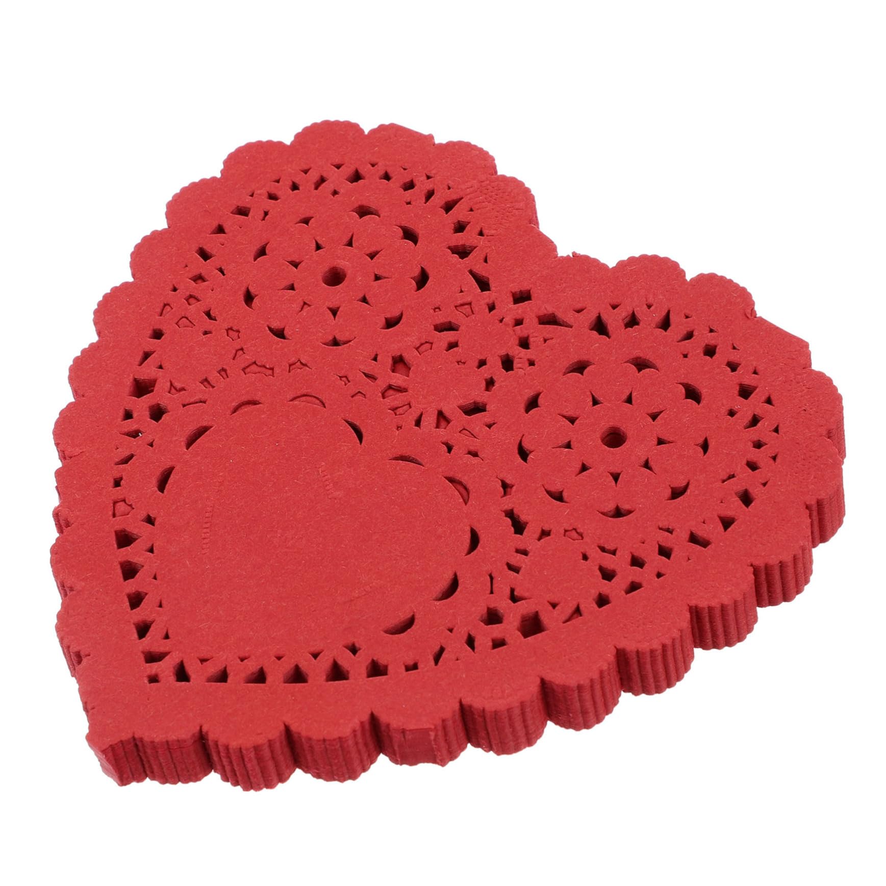 VINTORKY 100pcs Heart Shaped Food Paper Placemats Greaseproof Cake Mat for Valentine Day Weddings and Gatherings Oil Blotting Pa