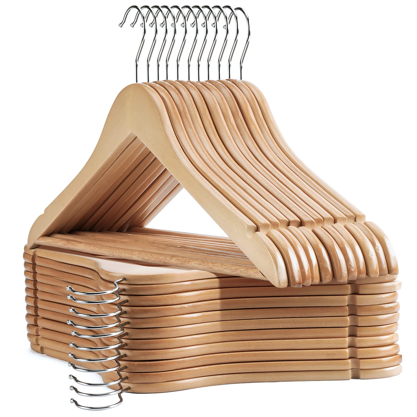 Uinicor Wooden Hangers - 20 Pack - Slim Wooden Suit Hangers Coat Hangers For Closet, Heavy Duty Hangers Precisely Cut Notches Wo