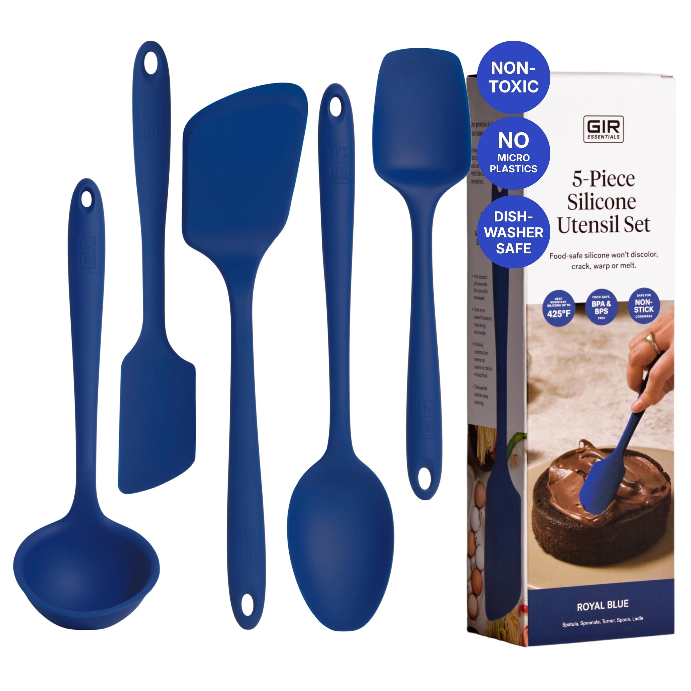 GIR 5-Piece Silicone Kitchen Utensils Set, Non-Toxic Cooking Utensils for Cooking and Baking, Heat Resistant, Food Grade, Dishwa