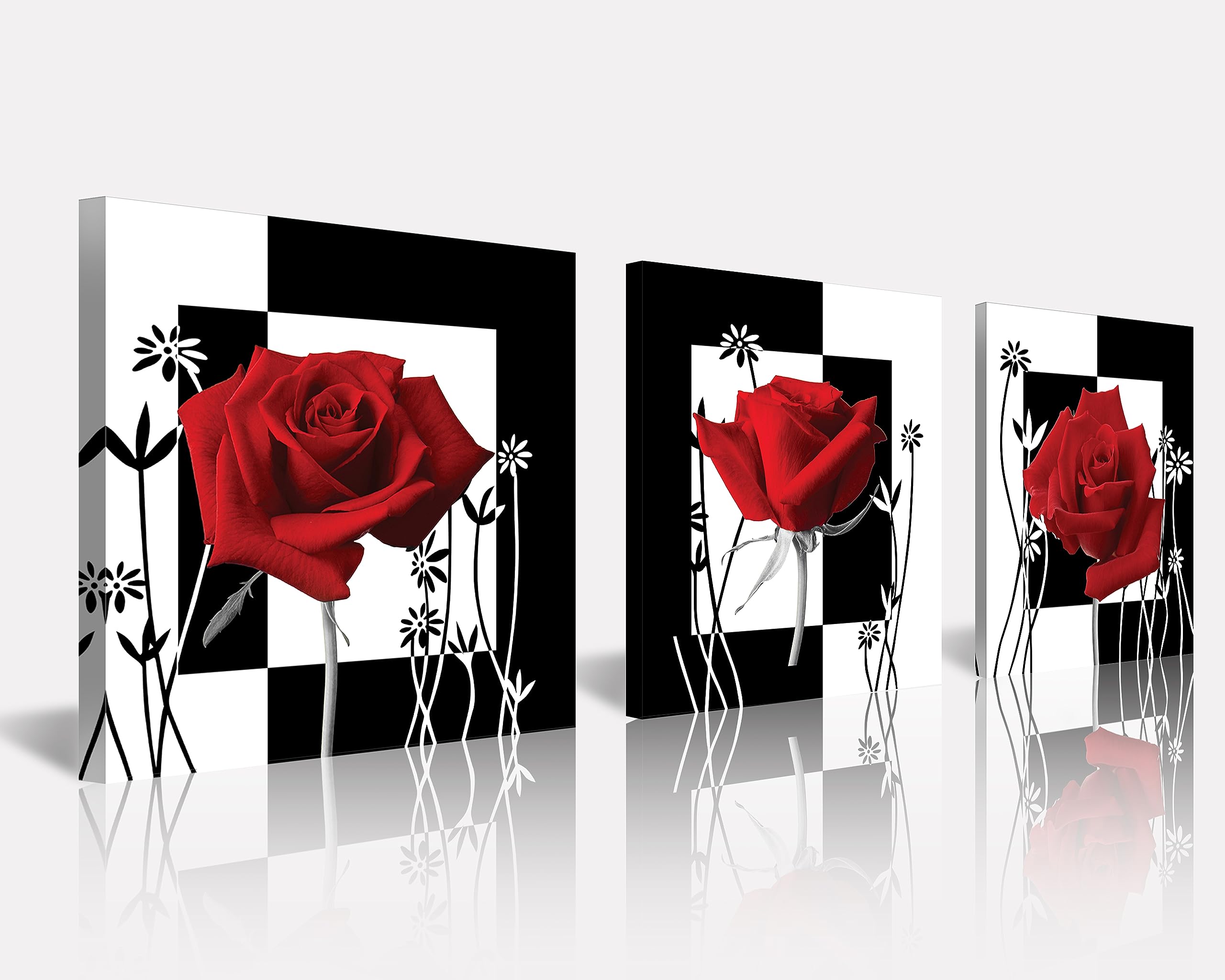 Nan Wind Canvas Print 3 Pcs Black And White Red Rose Canvas Art Painting Abstract Wall Art Decorations Flower Picture On Canvas
