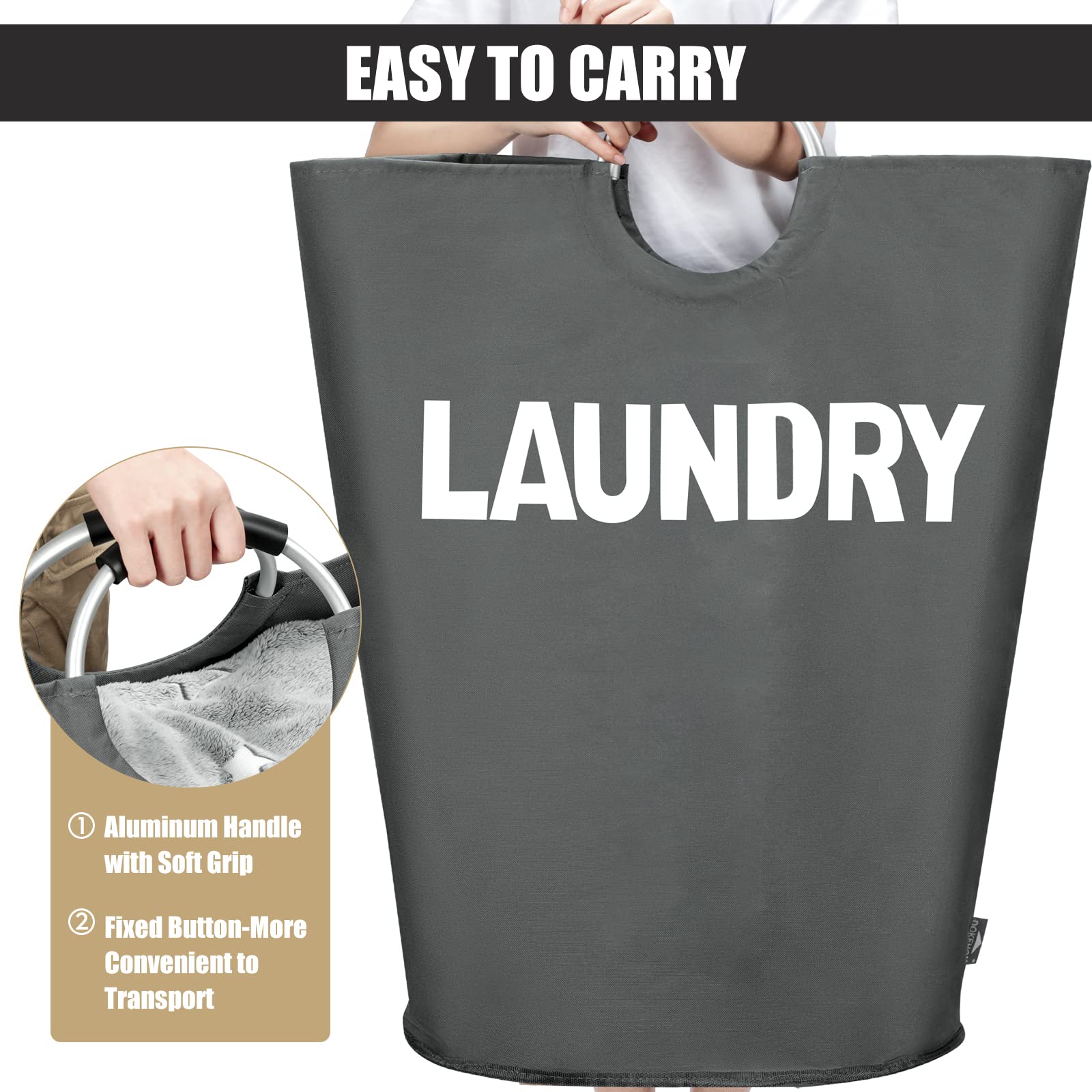 DOKEHOM 160L XX-Large Laundry Basket (7 colors)  collapsible Laundry Bag  Foldable Laundry Hamper  Folding Washing Bin (Dark grey  XXL)