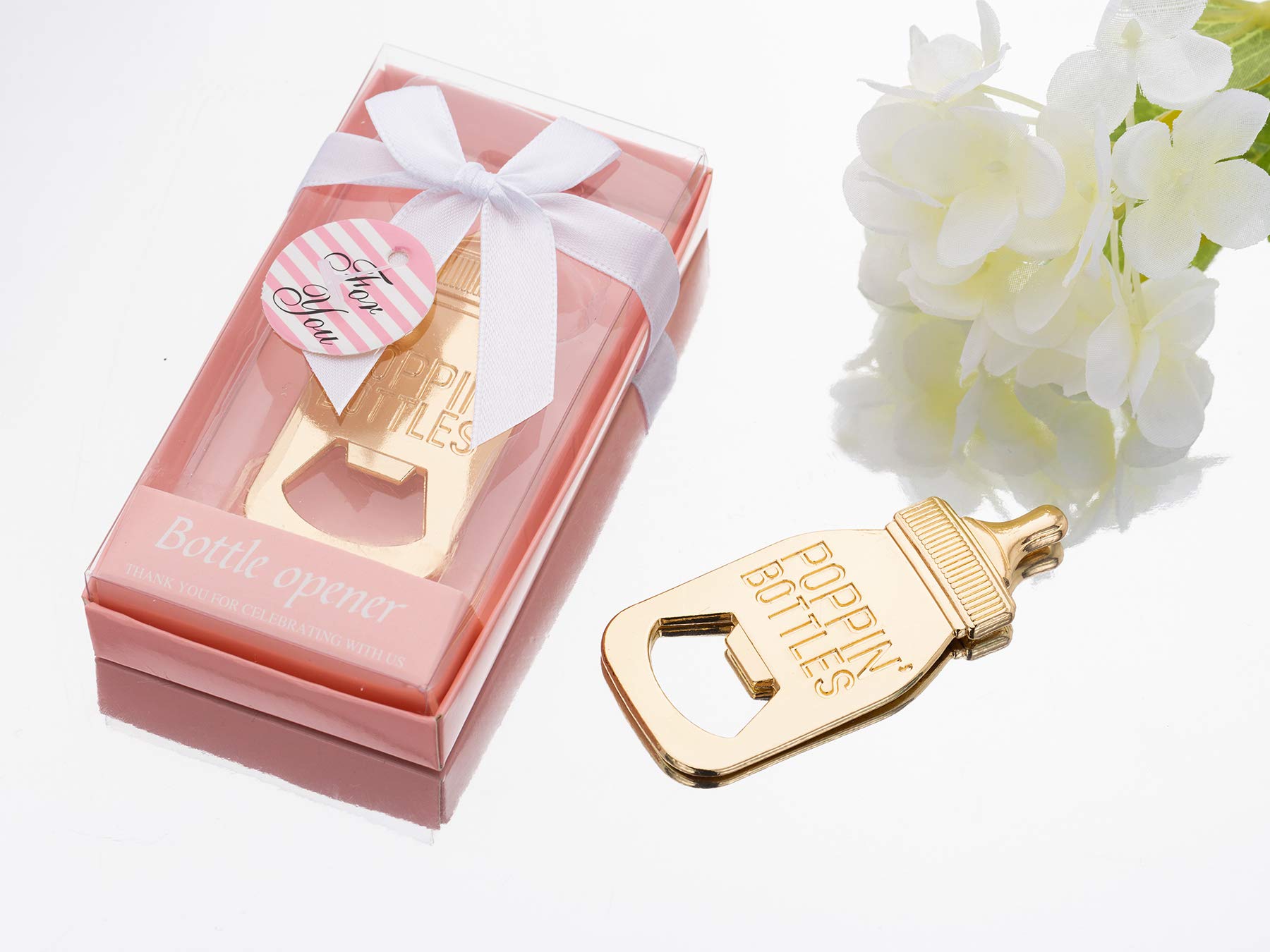 24 Packs Poppin Bottle Opener For Baby Shower Favors,Gifts,Decorations And Souvenirs For Guests