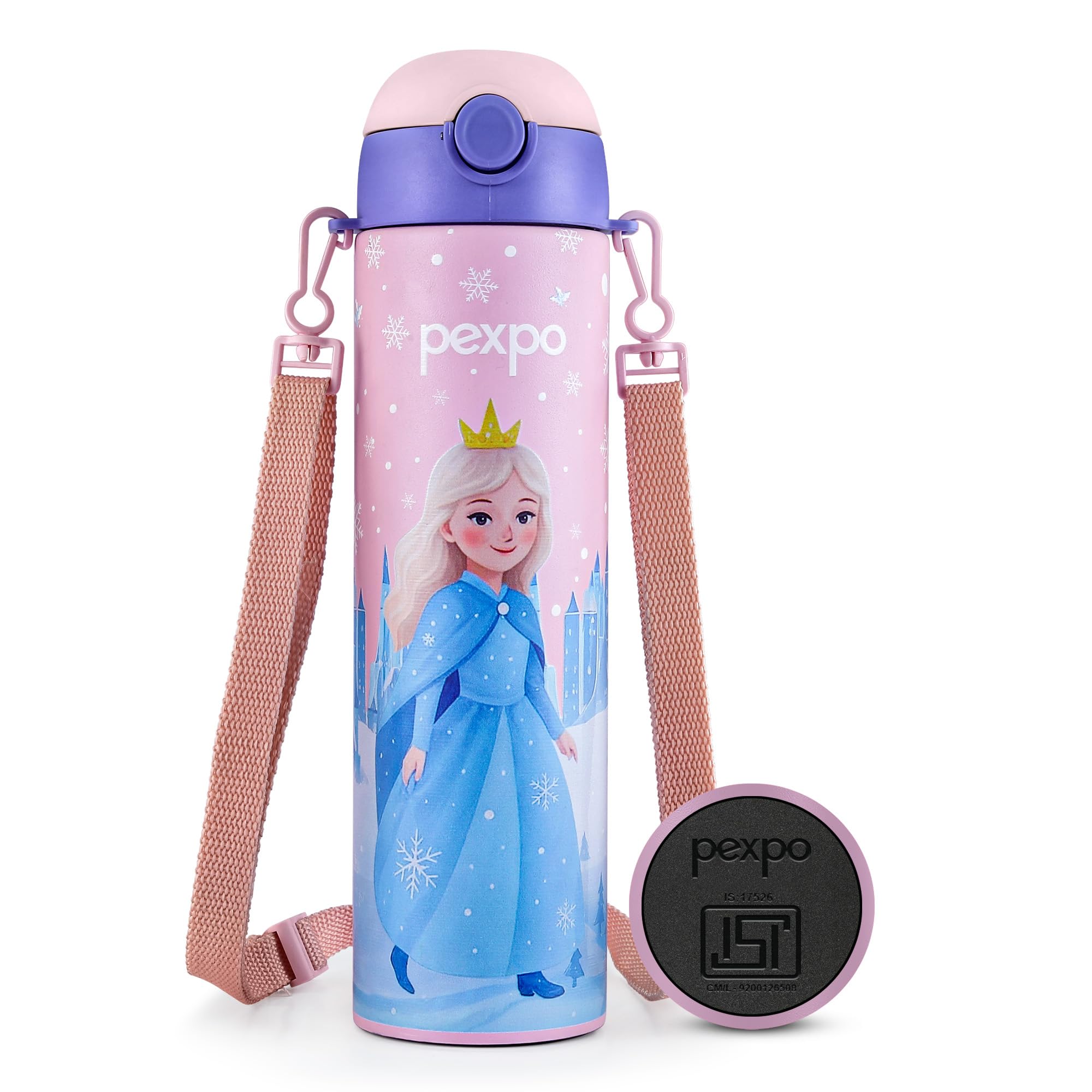 Pexpo Pixy 500 Isi Certified Stainless Steel Water Bottle For School Kids - 470Ml | Double Wall | Hot & Cold Vacuum Insulated Fl