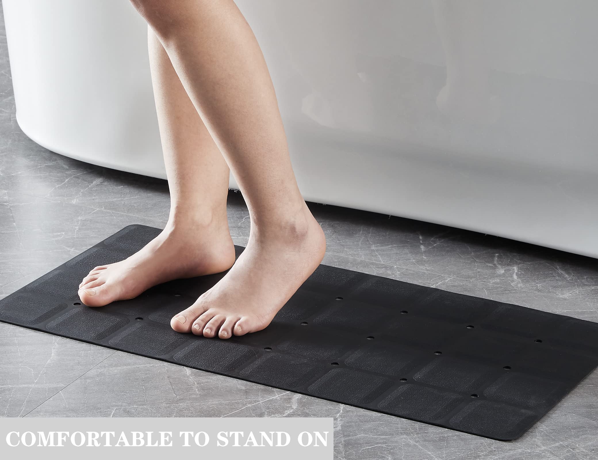 Webos Foldable Non Slip Silicon Bath Mat Bathtub mat Shower mats no Suction Cups for Textured Tub and Reglazed Tub(Foldable - Black  28-inch x 14-inch)