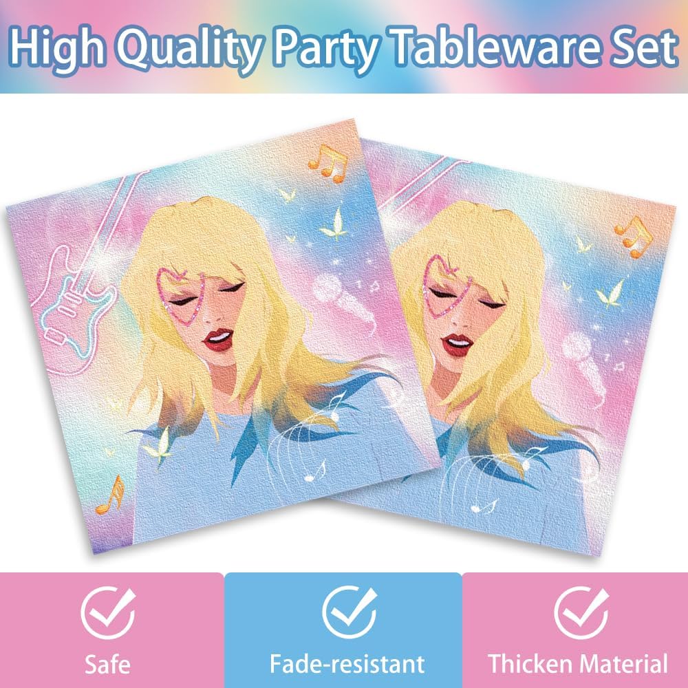 171Pcs Birthday Party Supplies Paper Plates Napkins Disposable Tableware Set Paper Cups Tablecloths And Banner For Girls Fans Bi